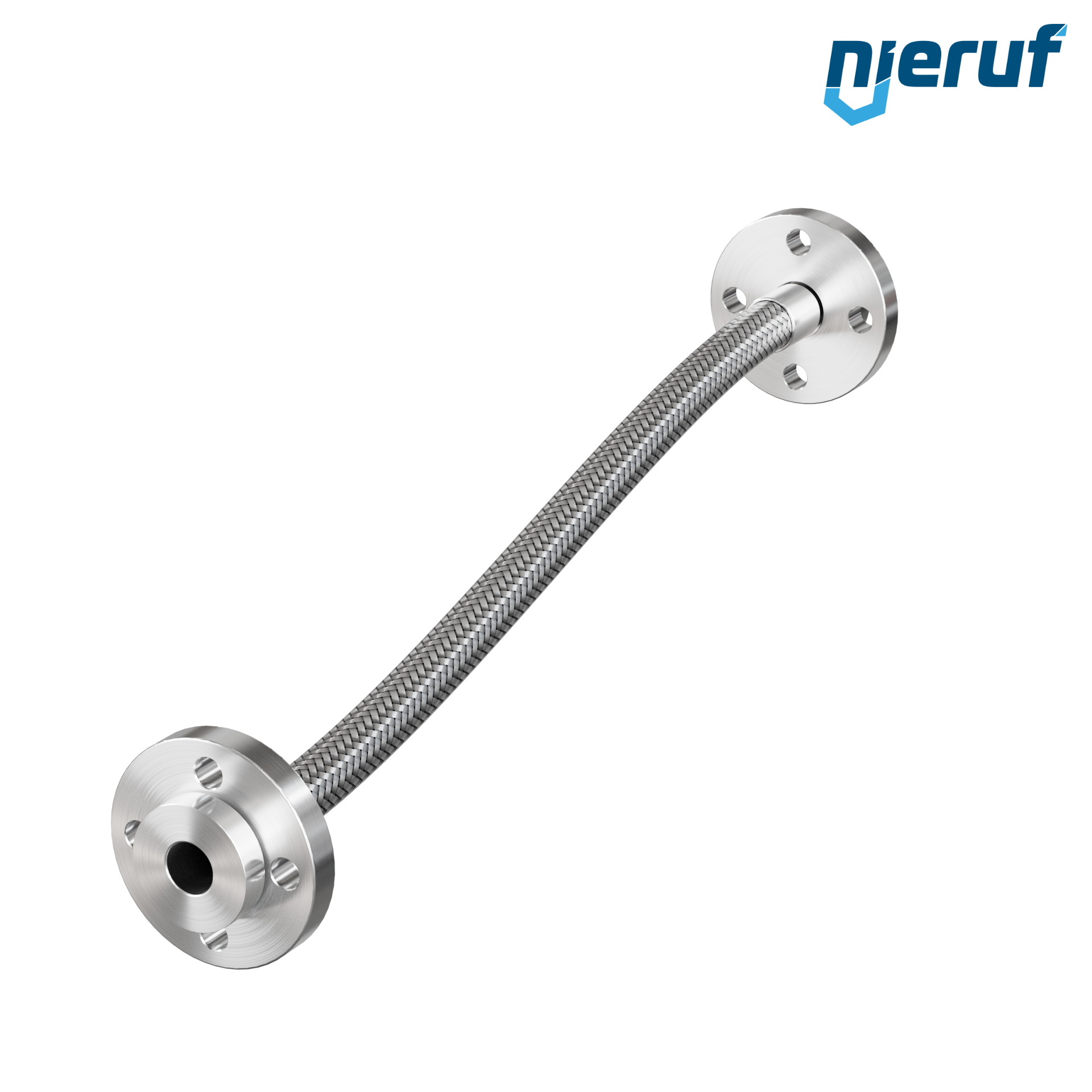 Tubo corrugato in acciaio inossidabile ES01 DN20 - 3/4" pollici con treccia doppia e flangia girevole Lunghezza 500 mm