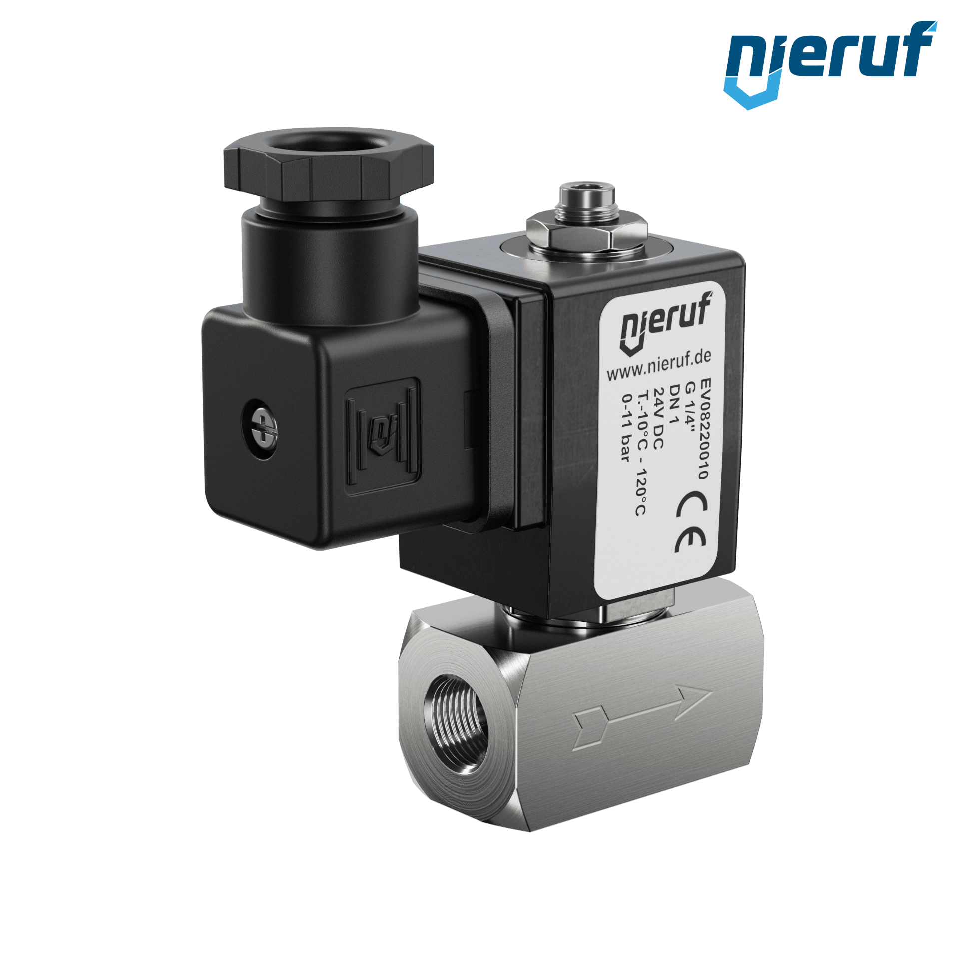 elettrovalvolaDN1,0 G 1/4" pollici acciaio inossidabile EV08 FKM 24V DC