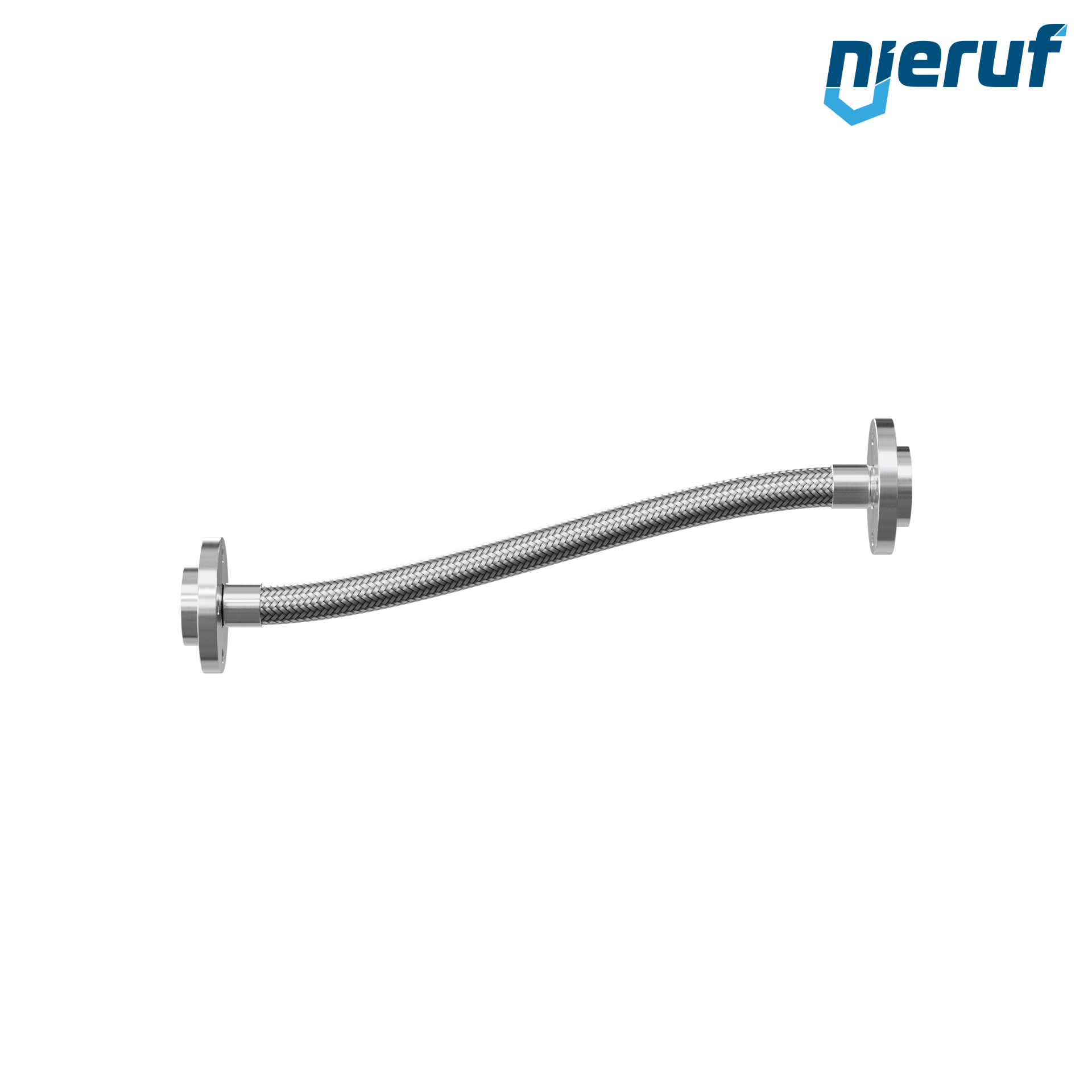 Tubo corrugato in acciaio inossidabile ES01 DN25 - 1" pollici con treccia singola e flangia girevole Lunghezza 1000 mm