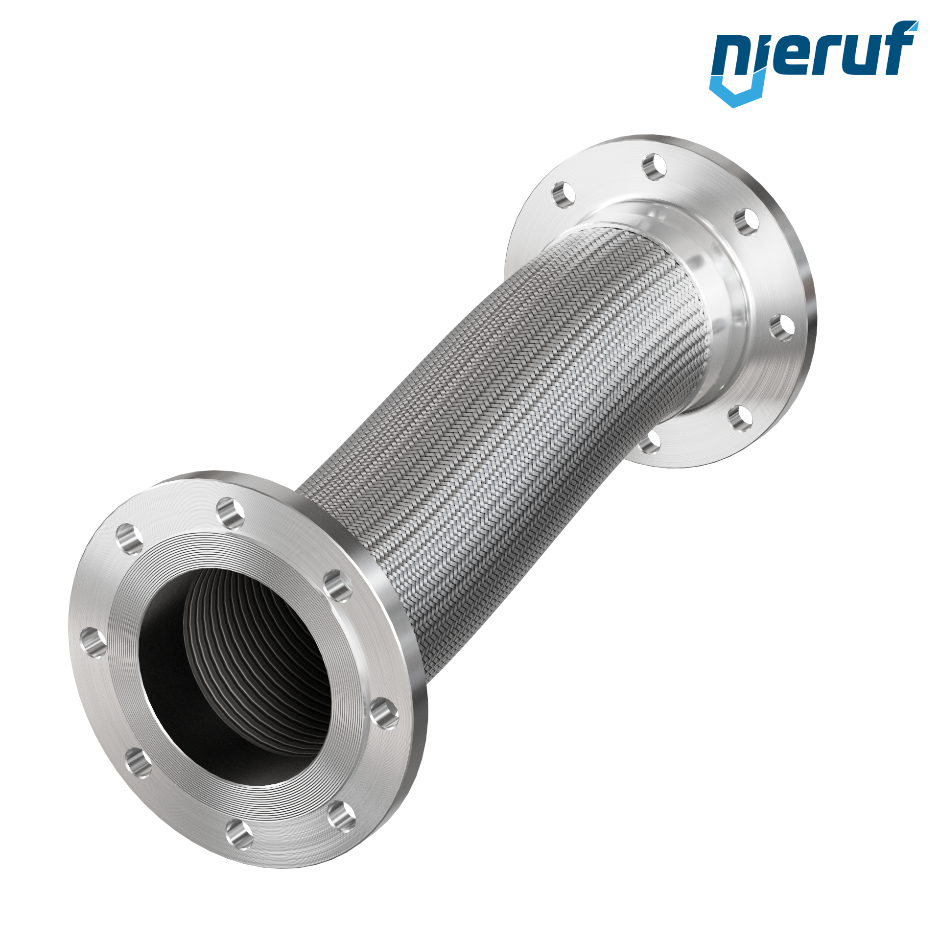 Tubo corrugato in acciaio inossidabile ES01 DN150 - 6" pollici con treccia singola e flangia fissa Lunghezza 1000 mm