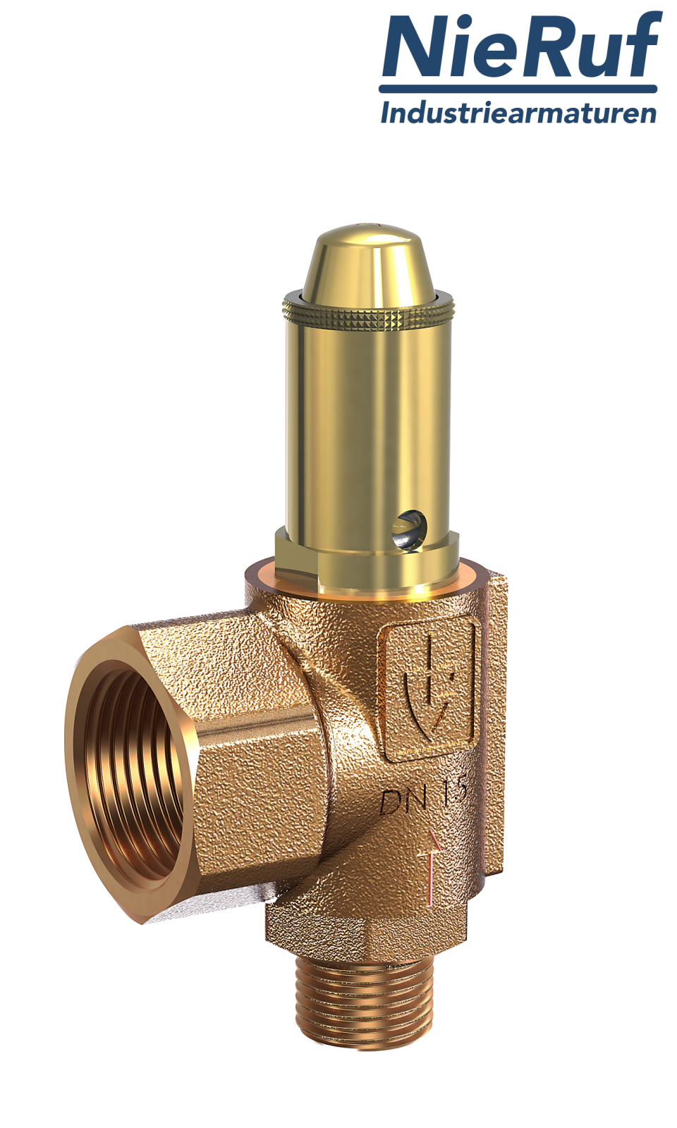 valvola di sicurezza 1/2" M  x 1" F SV04 fluidi liquidi, ottone rosso NBR