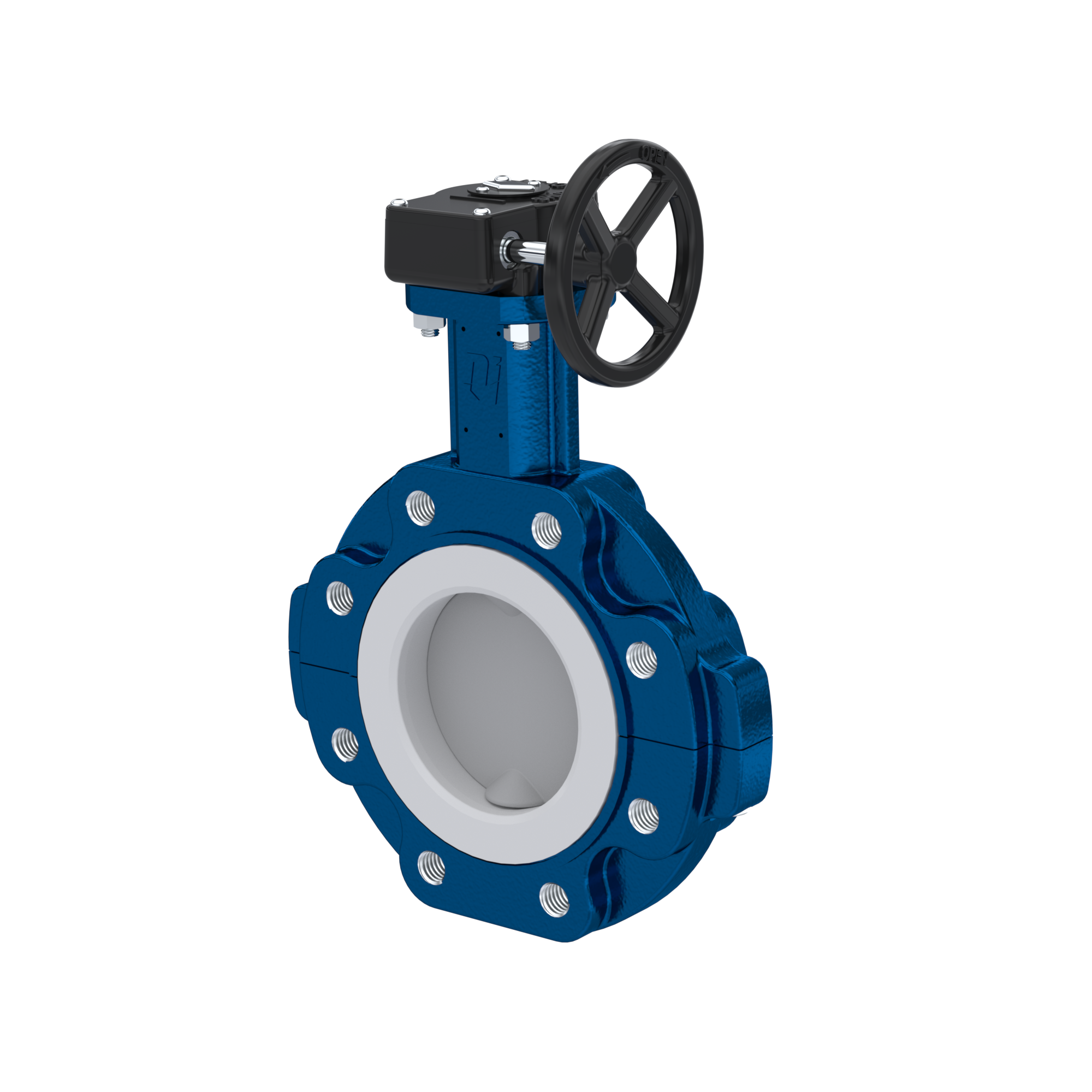 valvola a farfalla PFA PTFE AK10 DN150 PN10-PN16 volantino manuale inserto in EPDM