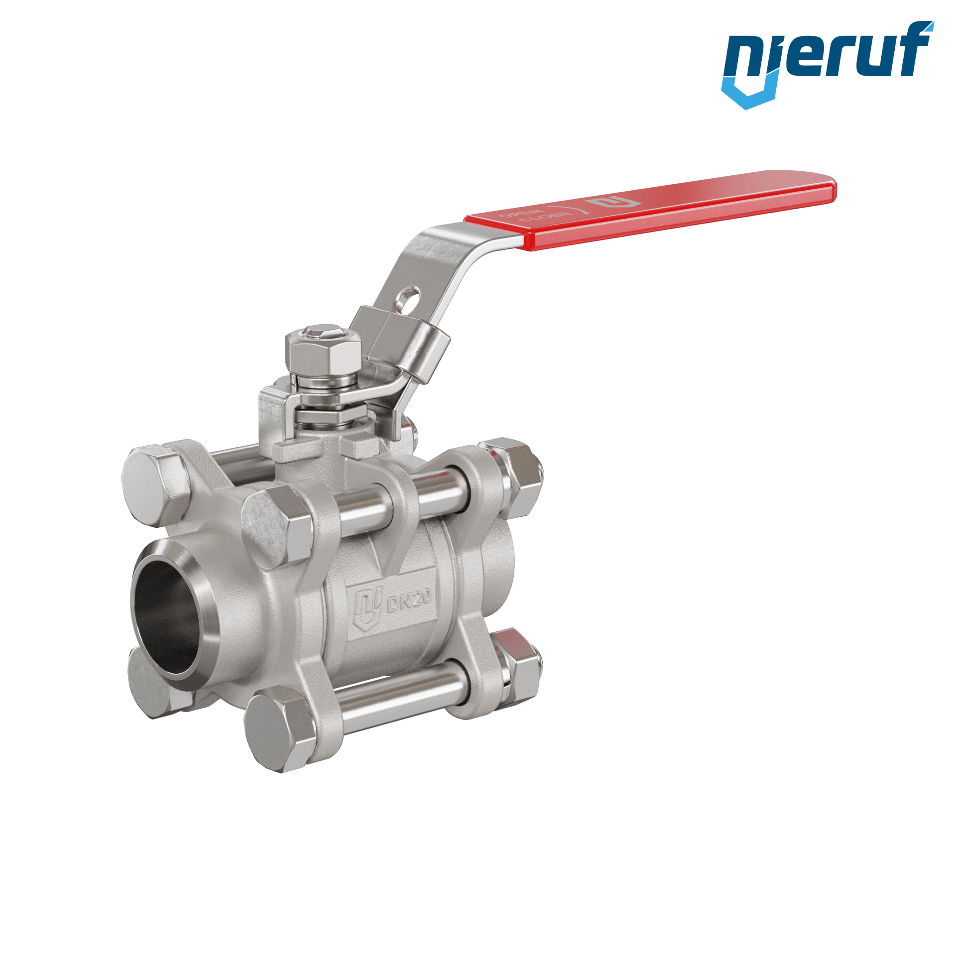 Valvola a sfera in acciaio inossidabile a 3 pezzi DN20 - 3/4" pollici con estremità a saldare