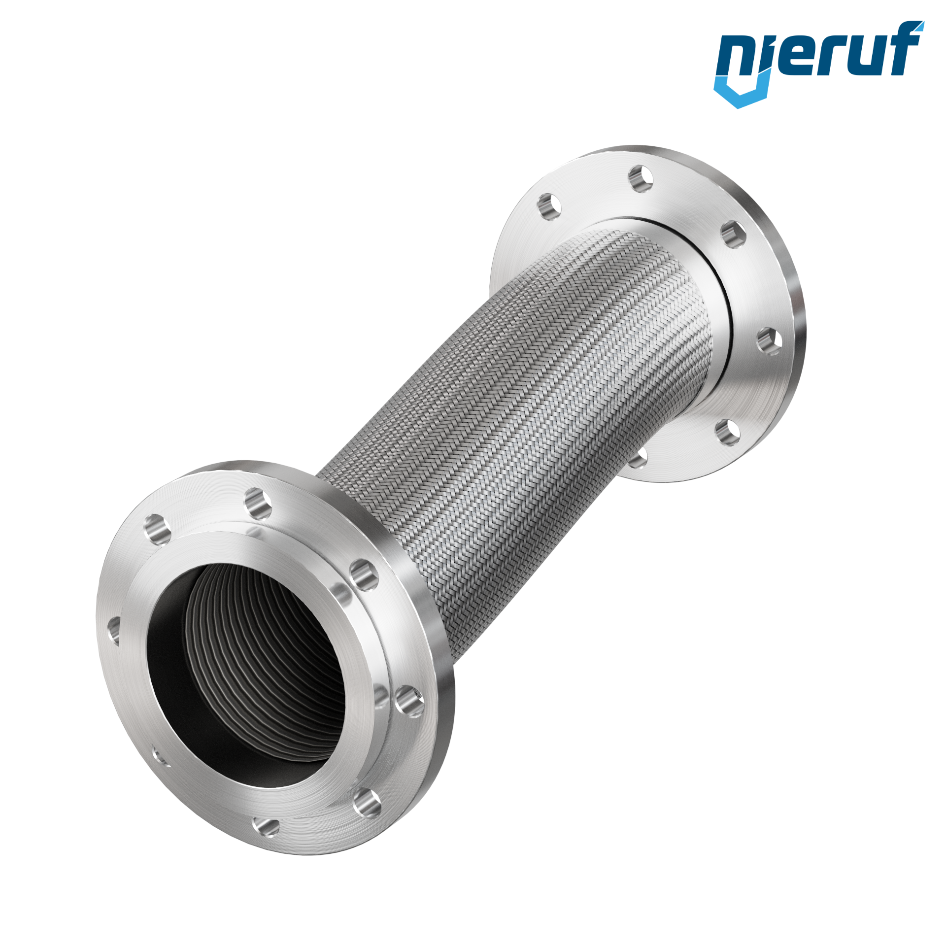 Tubo corrugato in acciaio inossidabile ES01 DN150 - 6" pollici con treccia doppia e flangia girevole Lunghezza 1000 mm