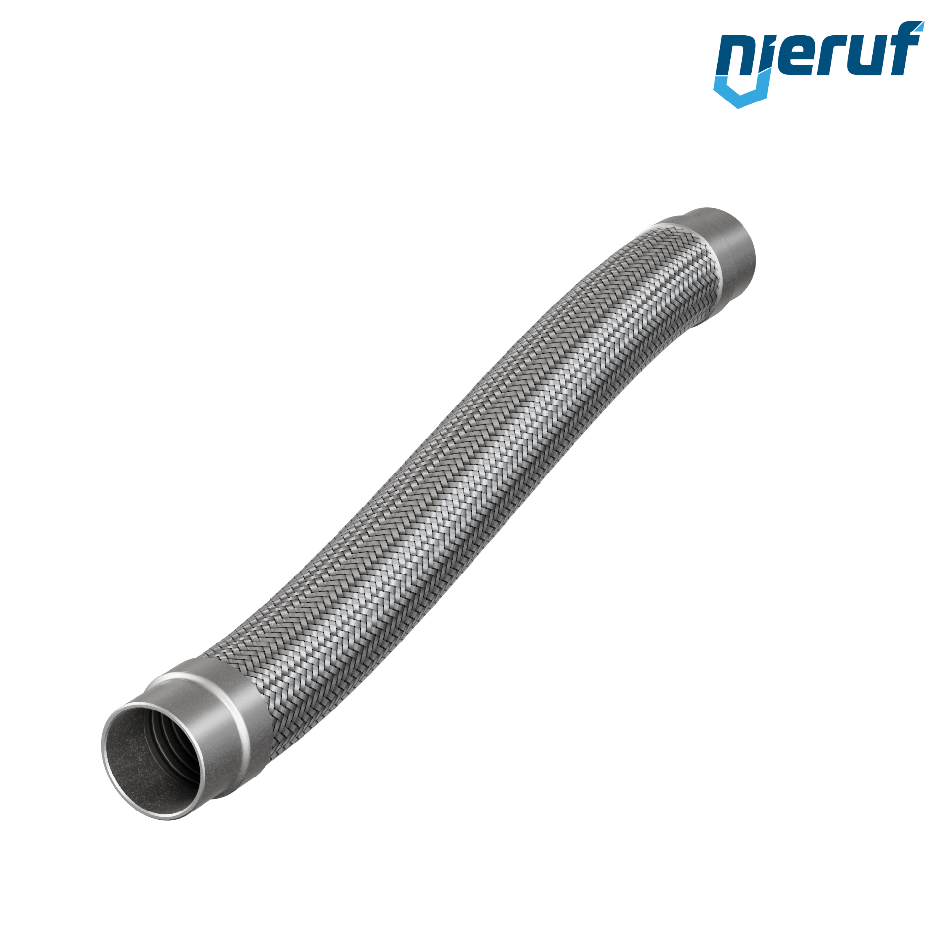 Tubo corrugato in acciaio inossidabile ES01 DN50 - 60.3 mm con treccia singola e estremità a saldare Lunghezza 1000 mm