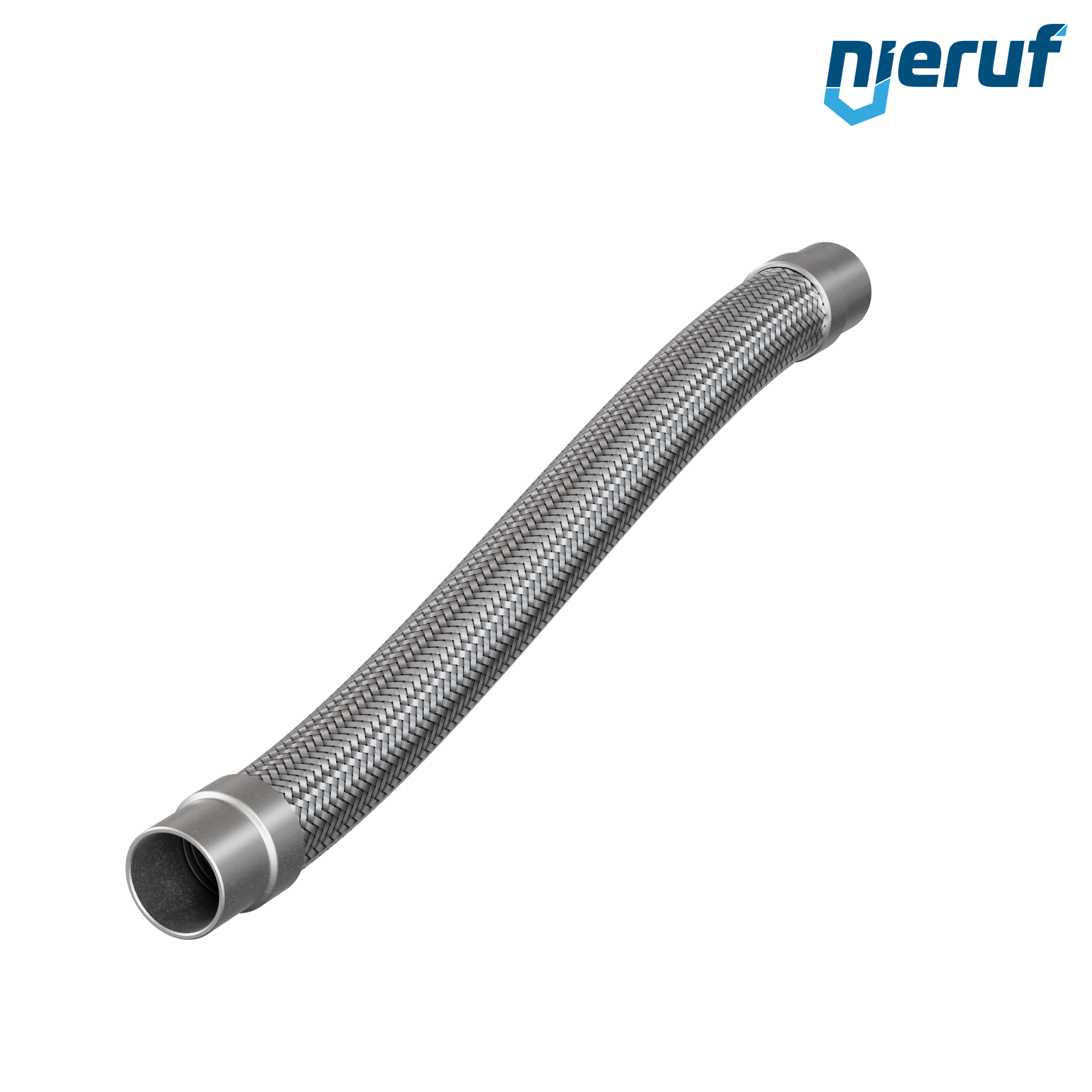 Tubo corrugato in acciaio inossidabile ES01 DN40 - 48.3 mm con treccia doppia e estremità a saldare Lunghezza 1000 mm