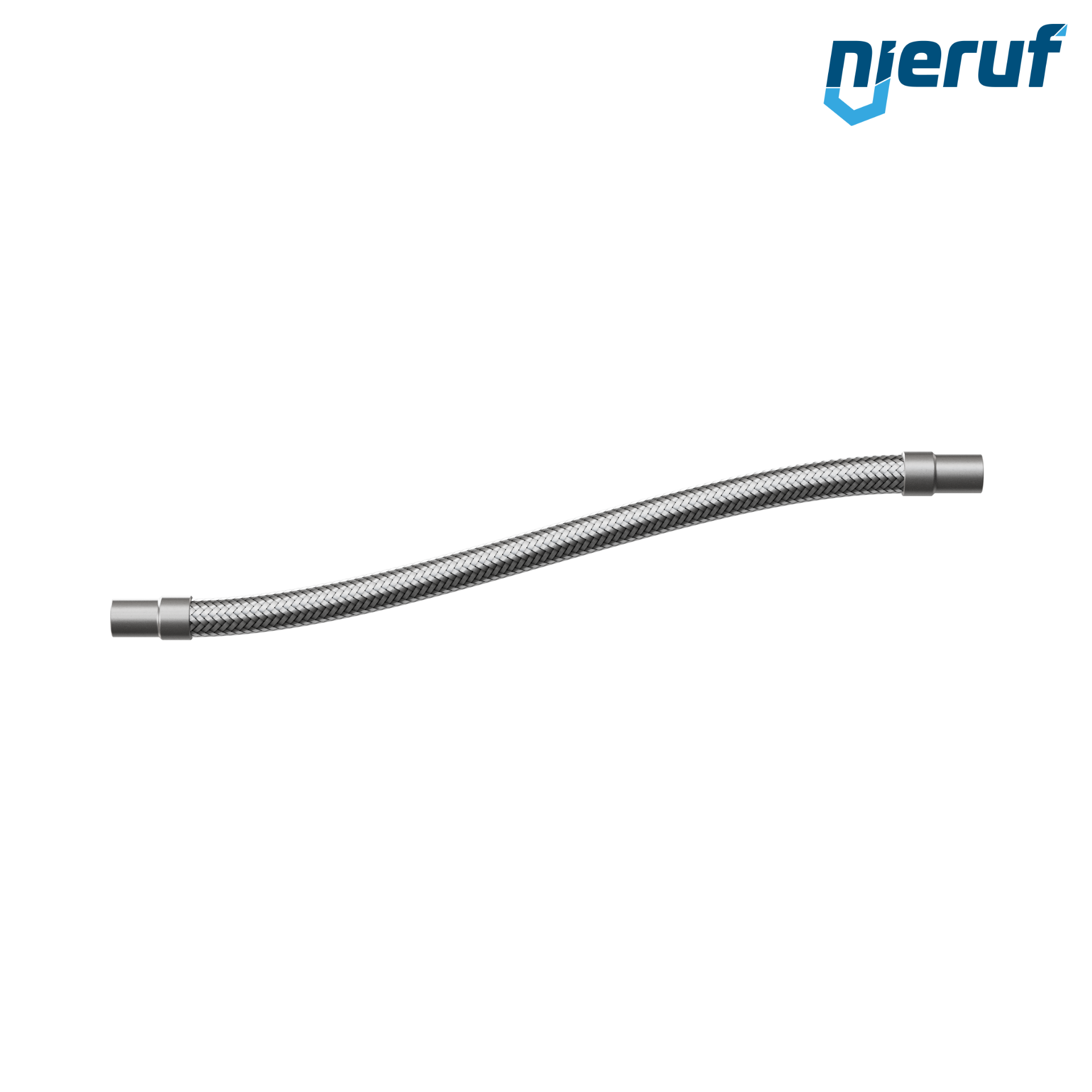 Tubo corrugato in acciaio inossidabile ES01 DN20 - 26.9 mm con treccia singola e estremità a saldare Lunghezza 500 mm