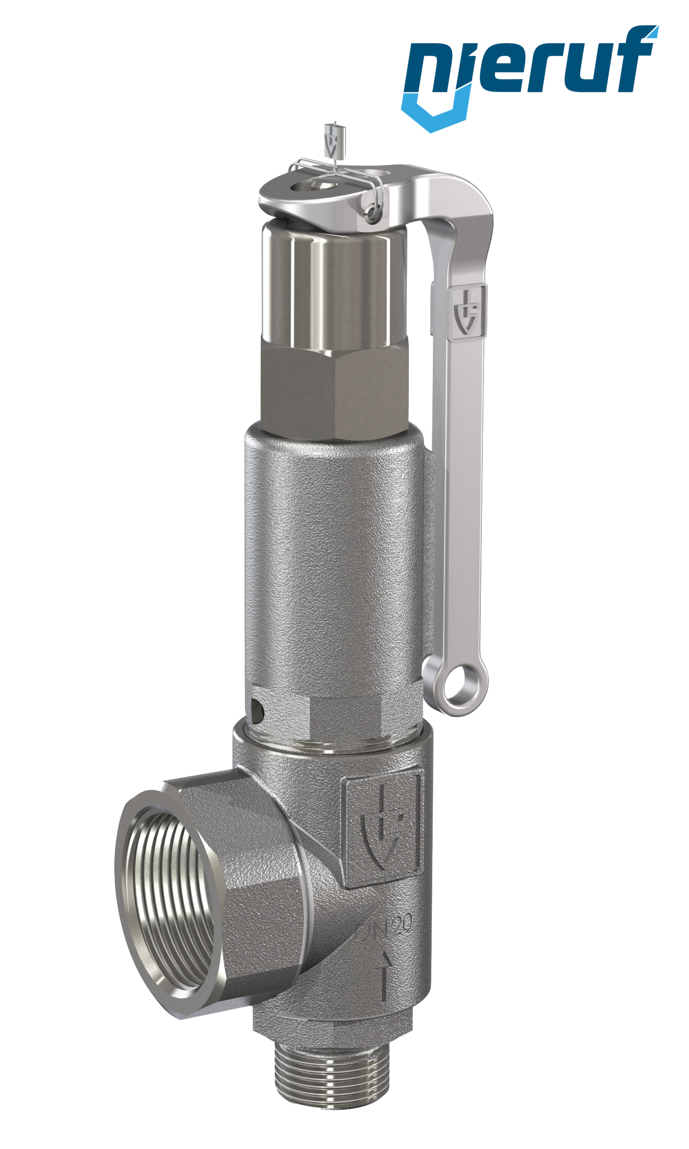 valvola di sicurezza 1" M  x 1 1/2" F SV05 fluidi liquidi neutri, acciaio inox FKM, con leva