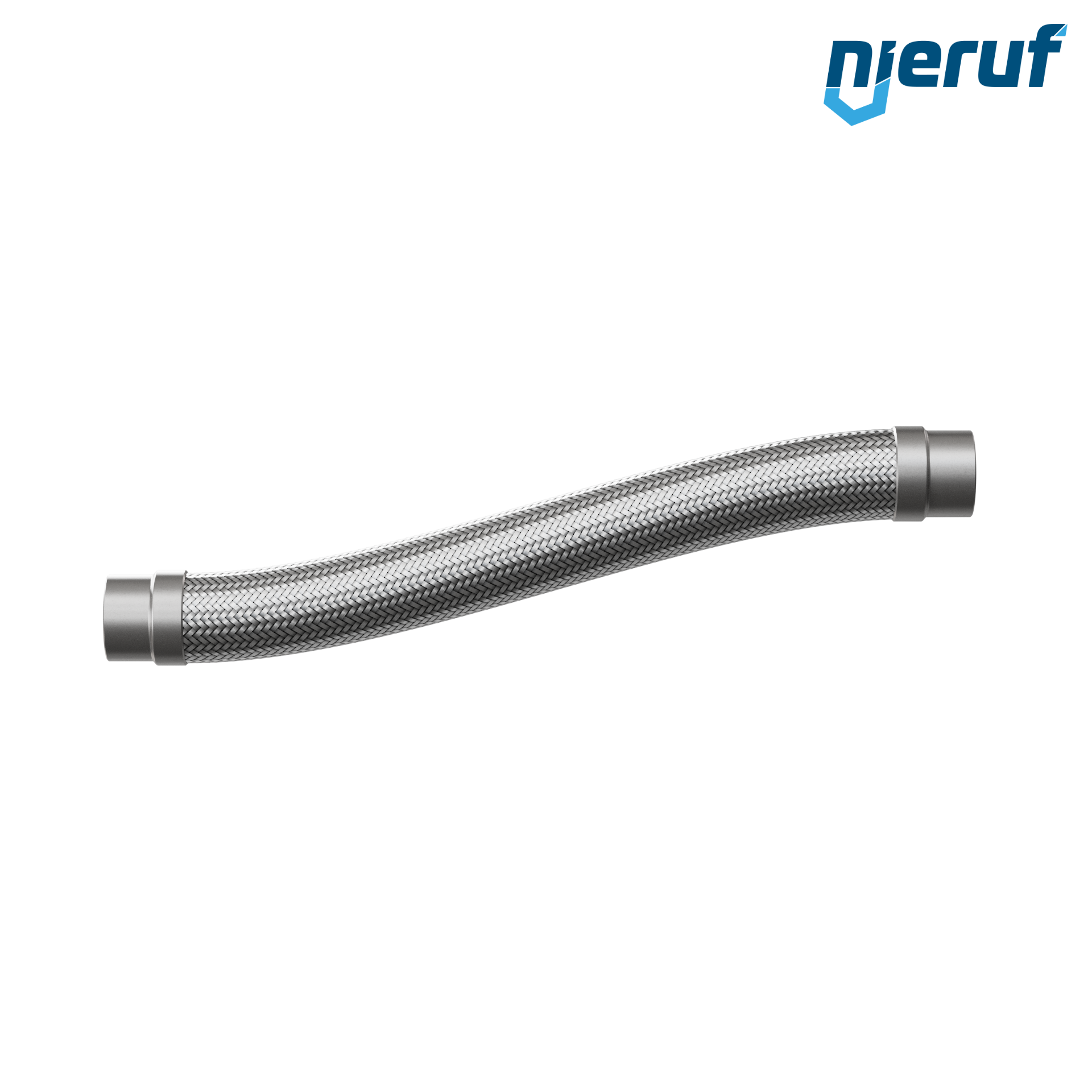 Tubo corrugato in acciaio inossidabile ES01 DN50 - 60.3 mm con treccia singola e estremità a saldare Lunghezza 1000 mm