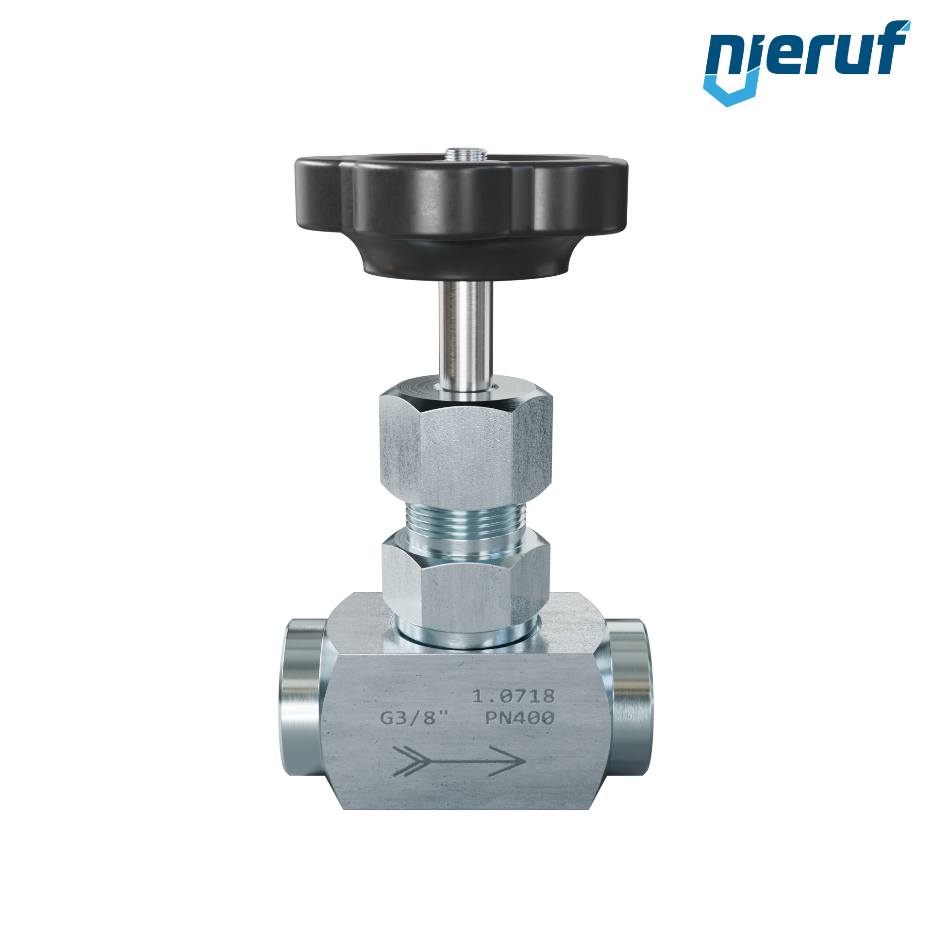 valvola a spillo 3/8" pollici NV01 acciaio (zincato blu)