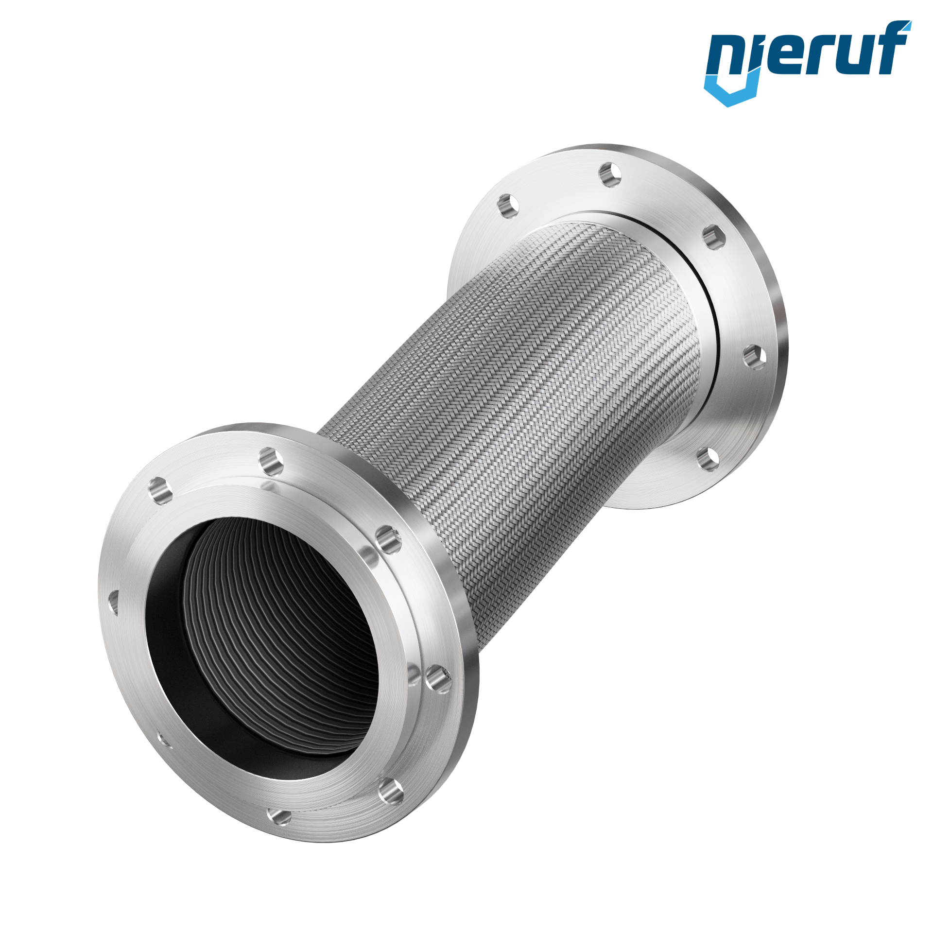 Tubo corrugato in acciaio inossidabile ES01 DN200 - 8" pollici con treccia doppia e flangia girevole Lunghezza 1000 mm