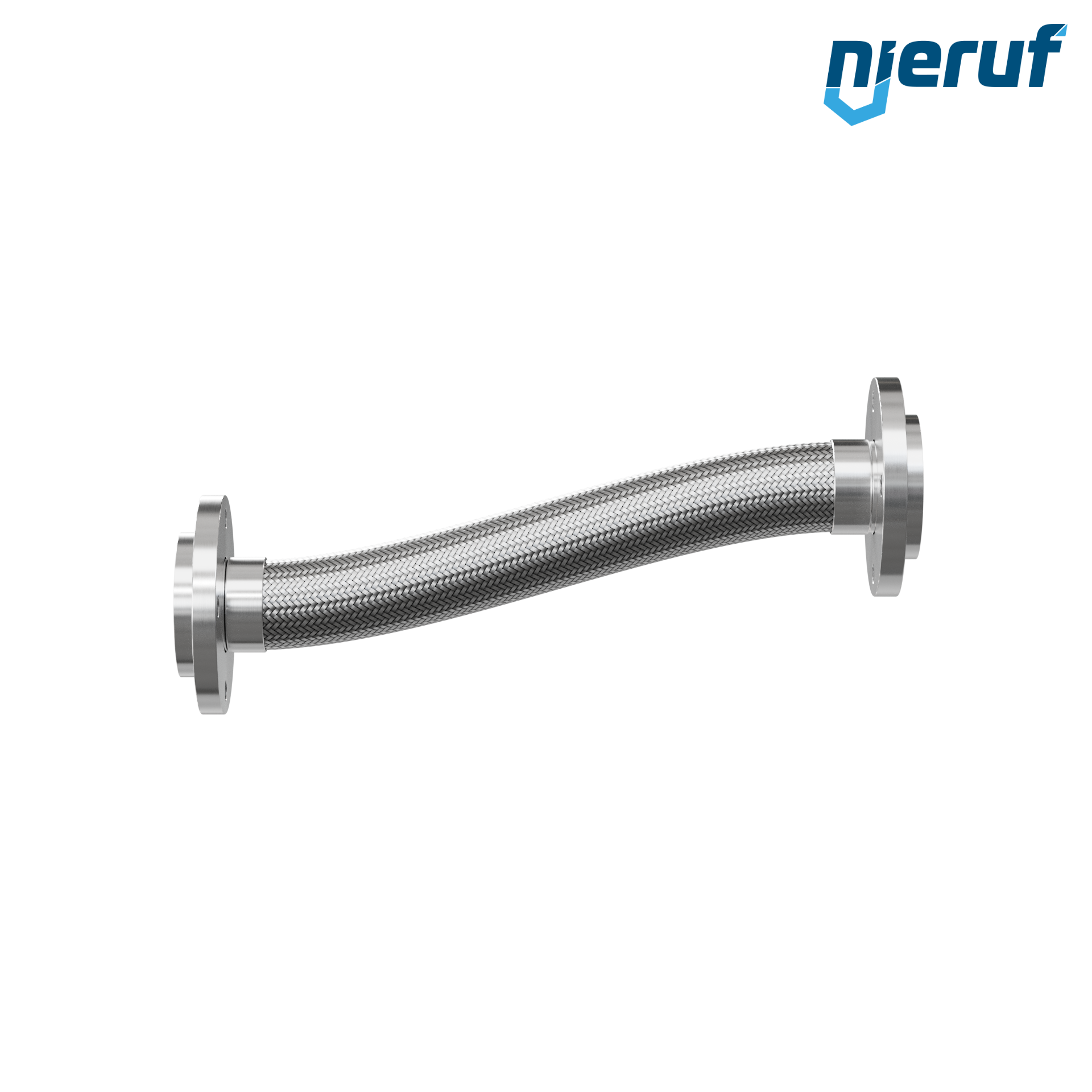 Tubo corrugato in acciaio inossidabile ES01 DN65 - 2 1/2" pollici con treccia singola e flangia girevole Lunghezza 1000 mm