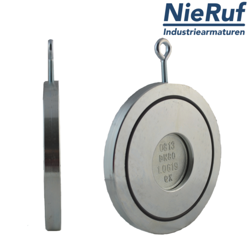 valvola di ritegno a clapet tipo wafer DN100 ZR02 acciaio inossidabile 1.4408 / A351 CF8M metallo