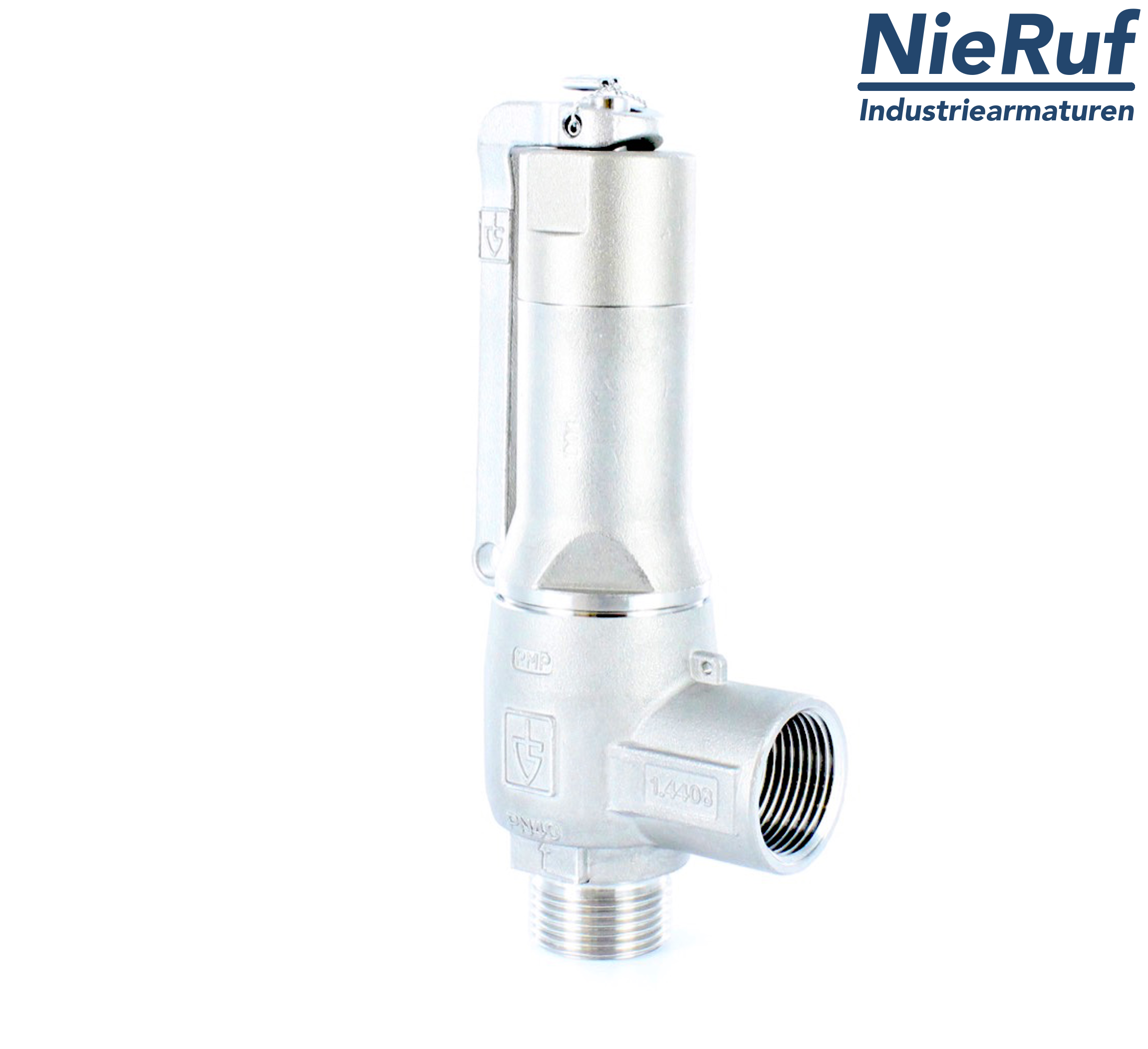 valvola di sicurezza 1" M  x 1" F SV13, acciaio inox PTFE, con leva