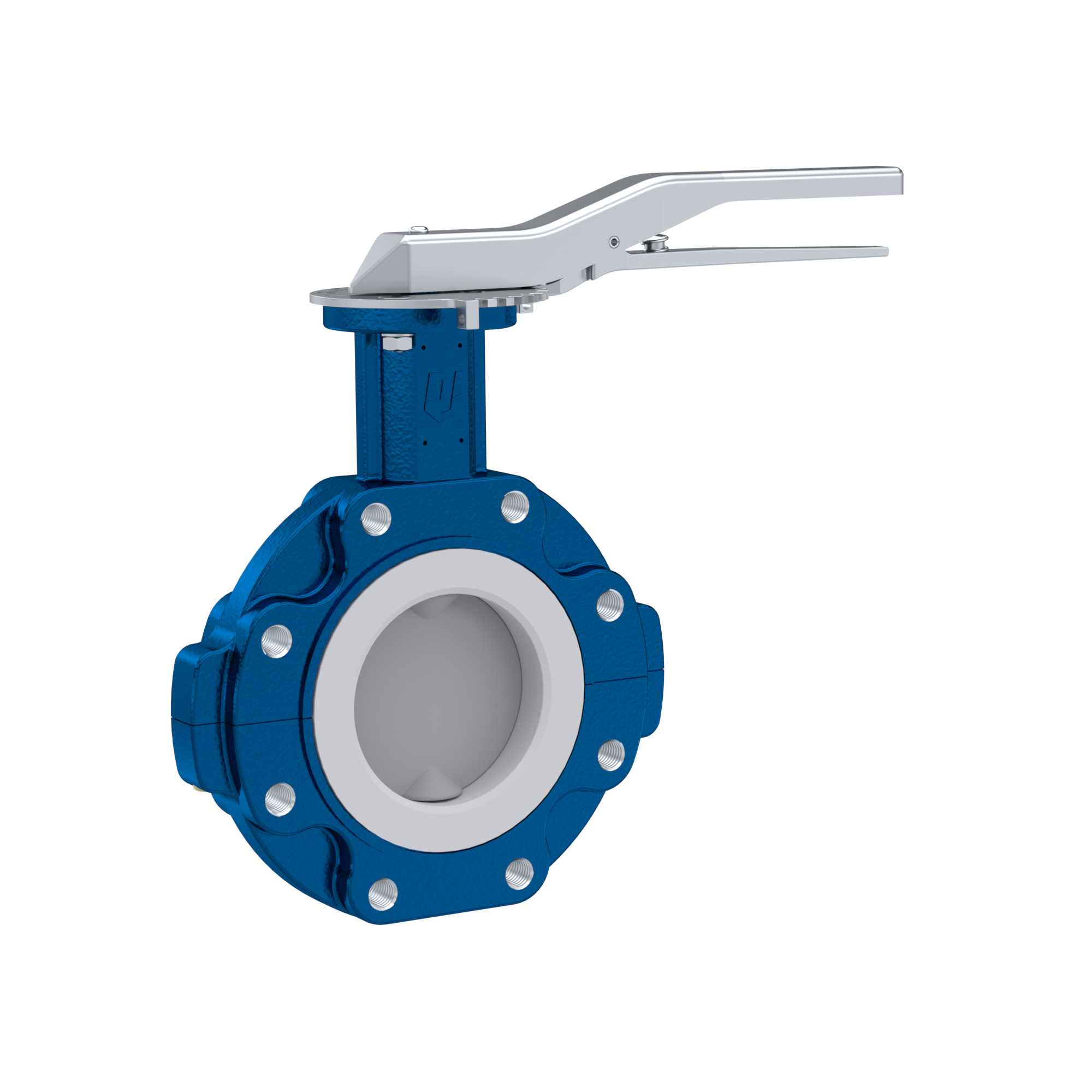 valvola a farfalla PFA PTFE AK10 DN150 ANSI150 leva inserto in EPDM