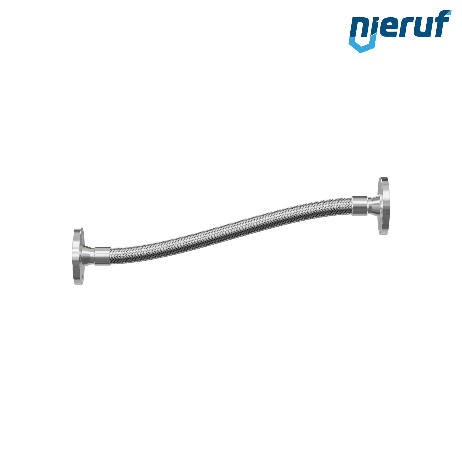Tubo corrugato in acciaio inossidabile ES01 DN25 - 1" pollici con treccia singola e flangia fissa Lunghezza 500 mm