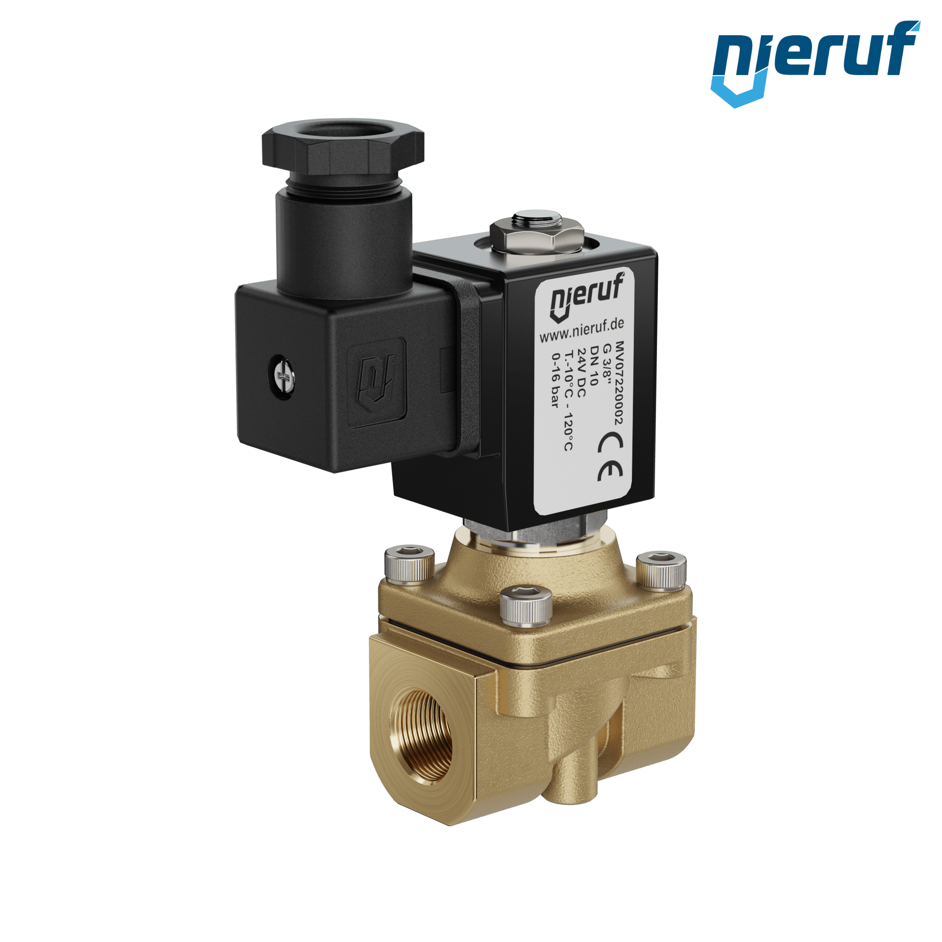 elettrovalvola G 3/8" pollici ottone MV07 FKM 24V DC