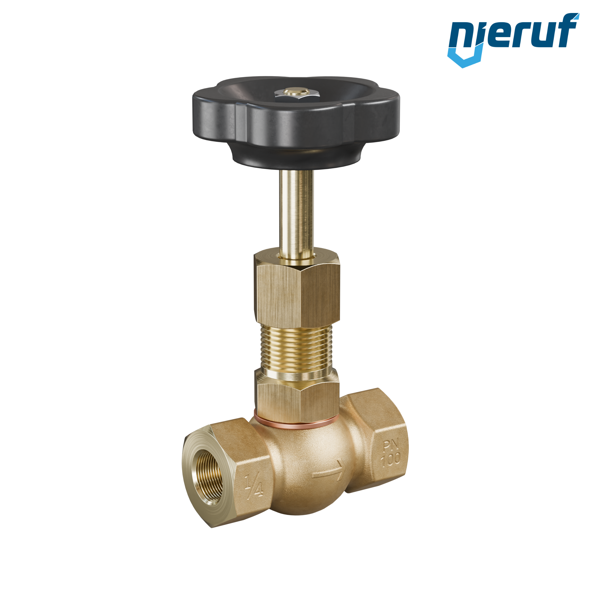 valvola a spillo 1/4" pollici NV02 ottone