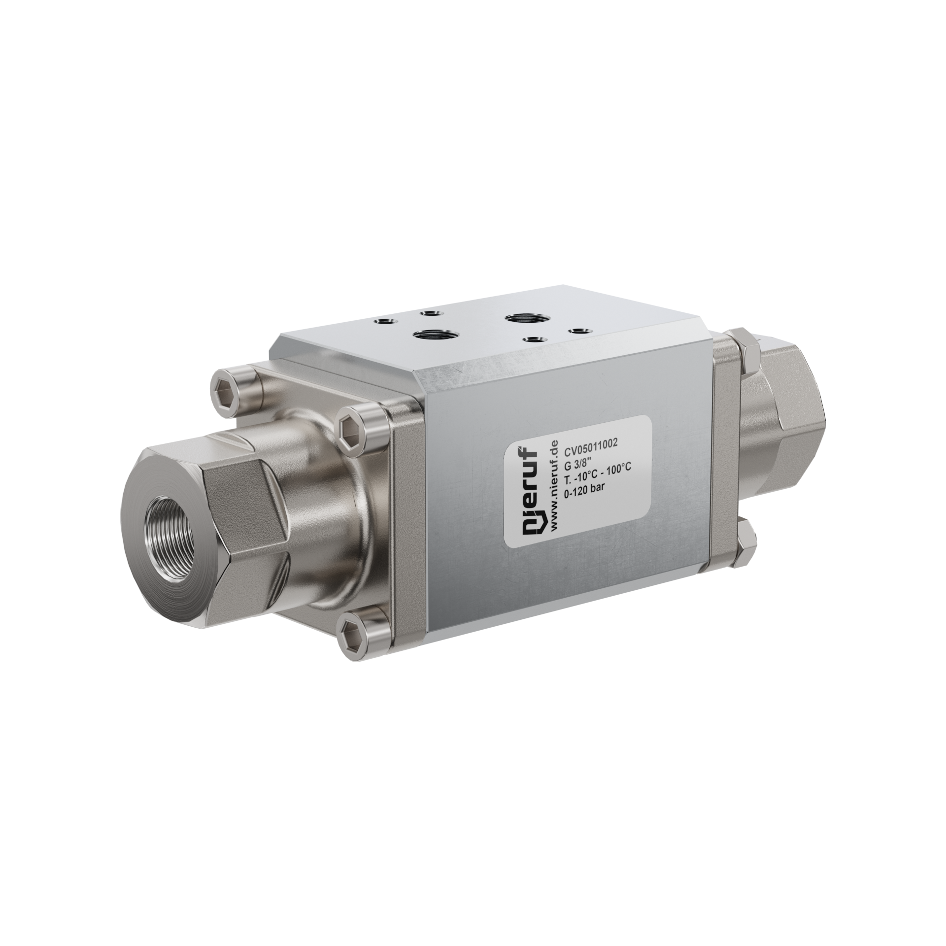 valvola coassiale a 2/2 vie CV05 3/8" pollici filettatura interna - DN10 acciaio inossidabile max. 120 bar NC - per applicazione con acqua