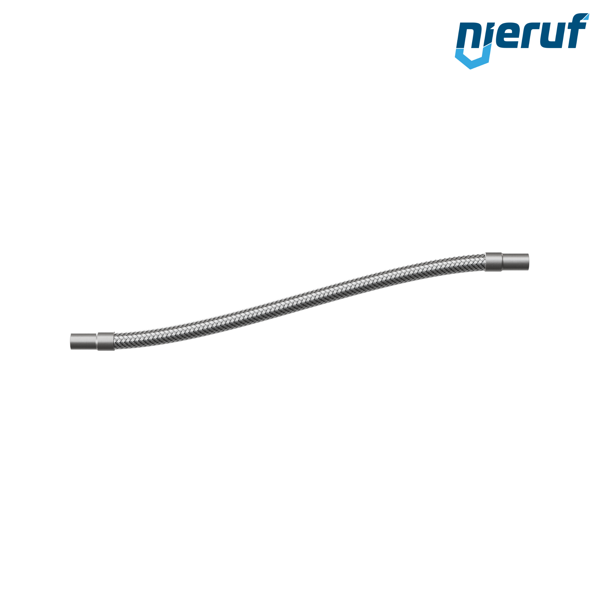 Tubo corrugato in acciaio inossidabile ES01 DN12 - 21.3 mm con treccia doppia e estremità a saldare Lunghezza 500 mm