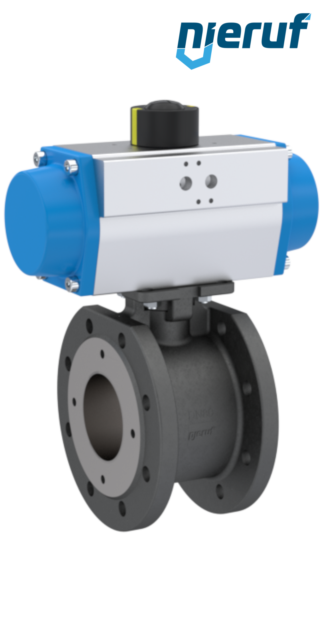 valvola a sfera flangiata dal design compatto DN80 PK06 azionamento rotativo pneumatico a semplice effetto apertura a molla