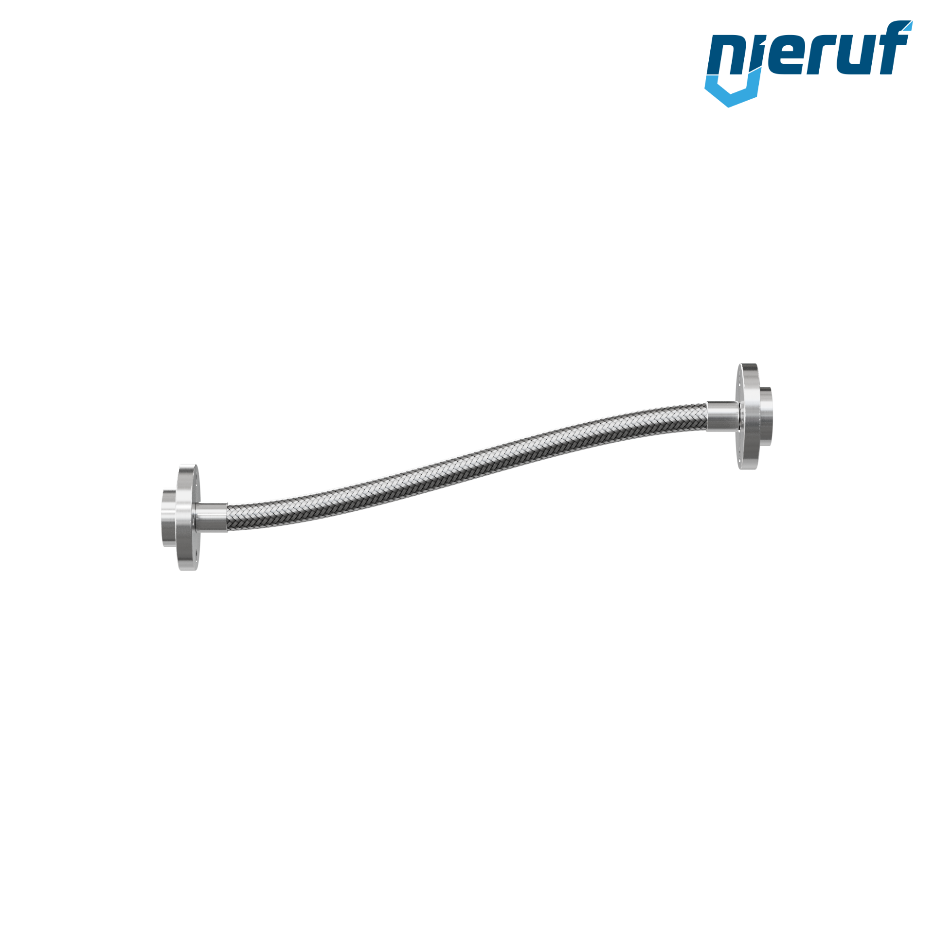 Tubo corrugato in acciaio inossidabile ES01 DN20 - 3/4" pollici con treccia doppia e flangia girevole Lunghezza 500 mm