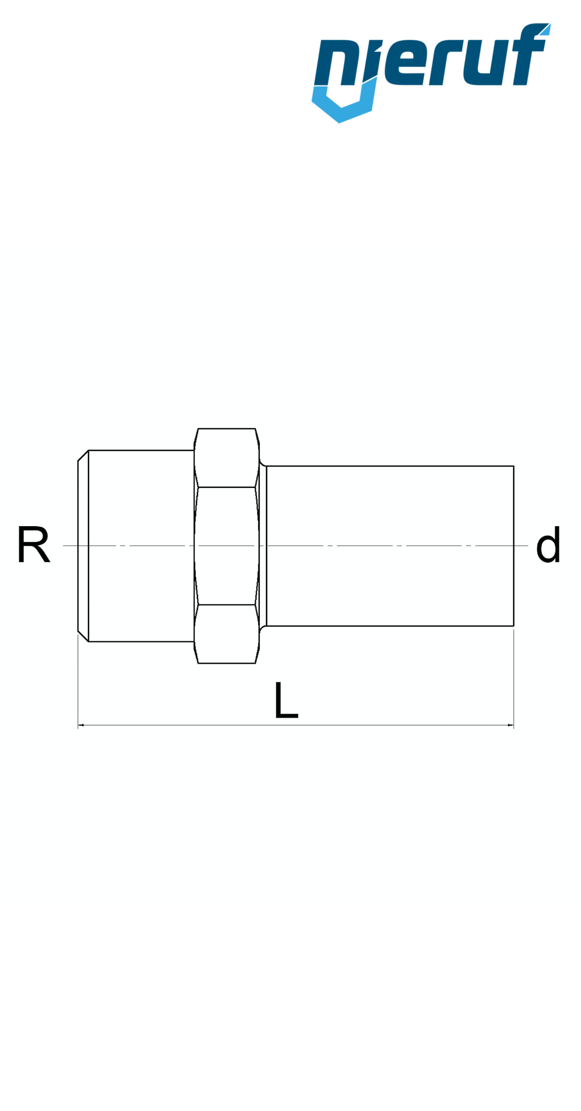 Raccordo dritto maschio DN50 - 54,0 mm a pressare M filettatura esterna 2" pollici acciaio inox