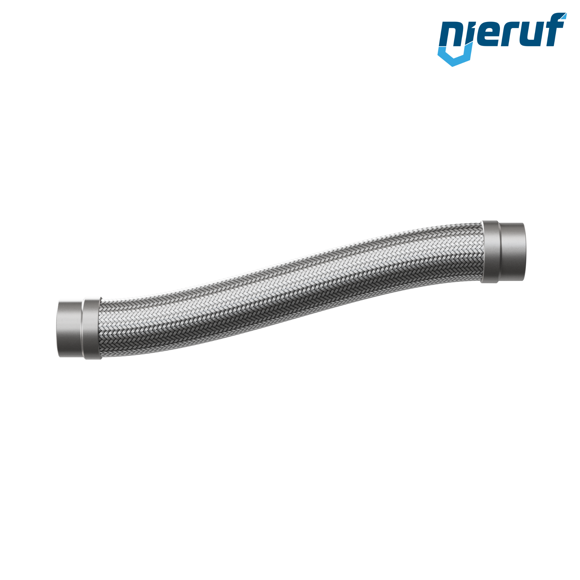 Tubo corrugato in acciaio inossidabile ES01 DN65 - 76.1 mm con treccia doppia e estremità a saldare Lunghezza 500 mm