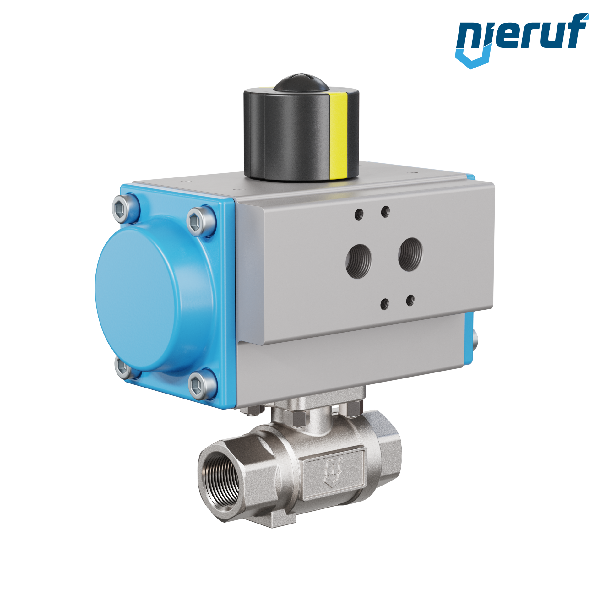 valvola a sfera con attuatore pneumatico DN15 - 1/2" pollici acciaio inossidabile azionamento rotativo a effetto semplice apertura a molla PK02 DVGW W