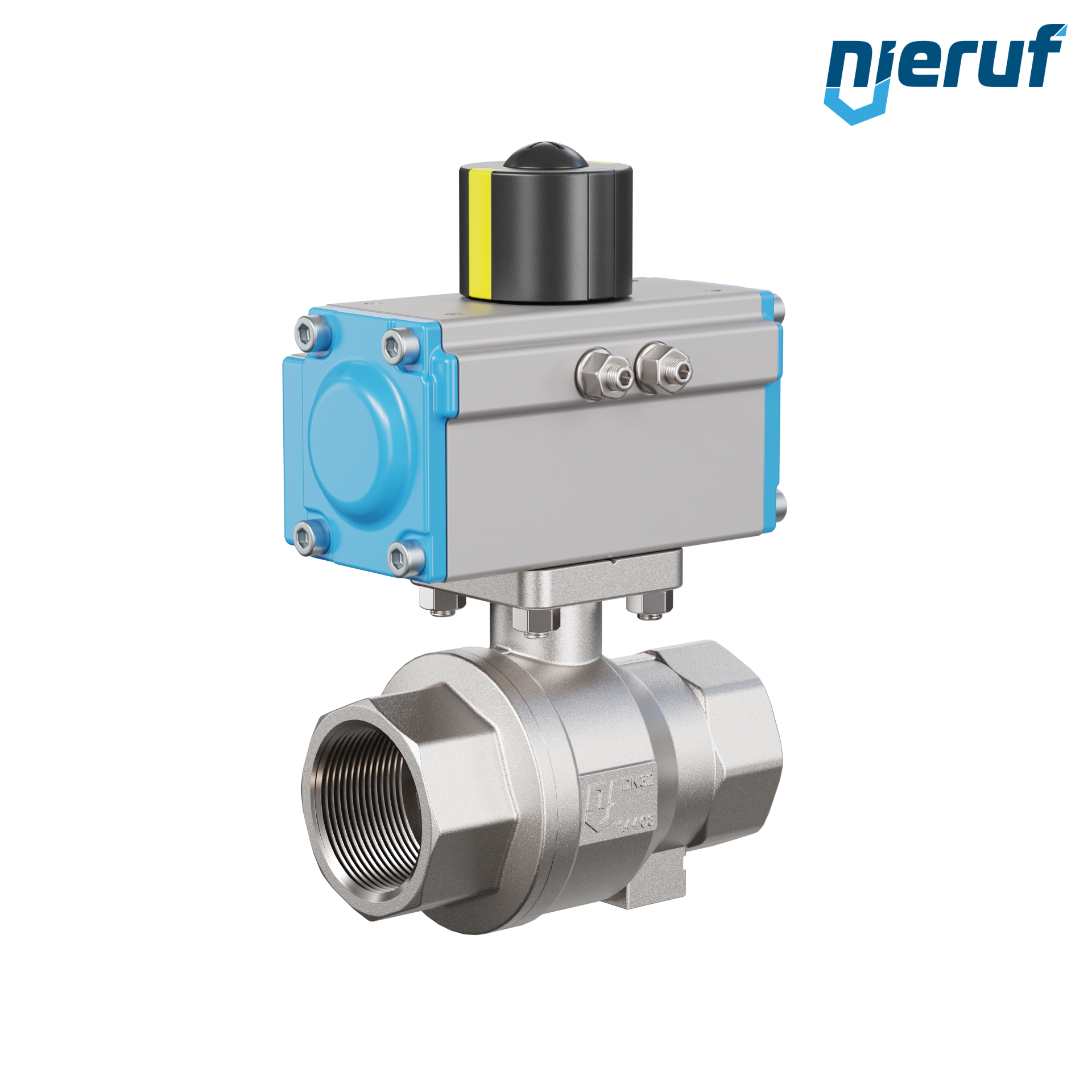 valvola a sfera pneumatica DN32 - 1 1/4" pollici azionamento rotativo a doppio effetto PK02