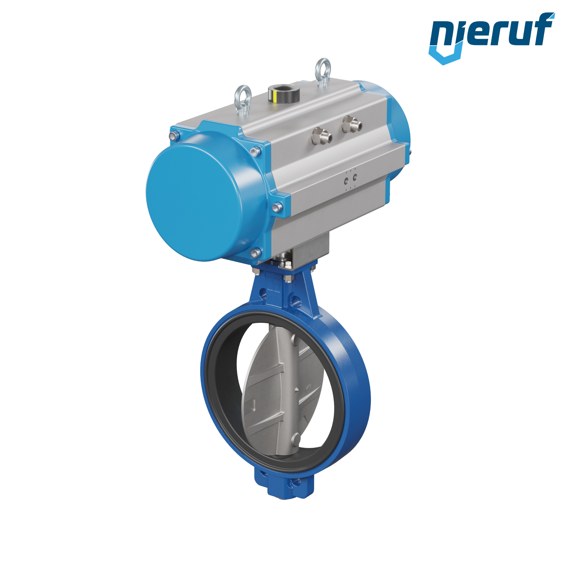 valvola a farfalla DN 400 AK01 NBR-70-nero DVGW gas attuatore pneumatico a semplice effetto apertura a molla
