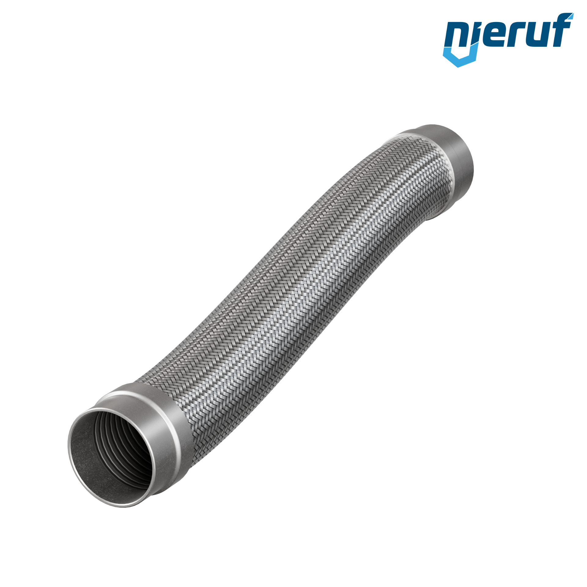 Tubo corrugato in acciaio inossidabile ES01 DN80 - 88.9 mm con treccia doppia e estremità a saldare Lunghezza 500 mm