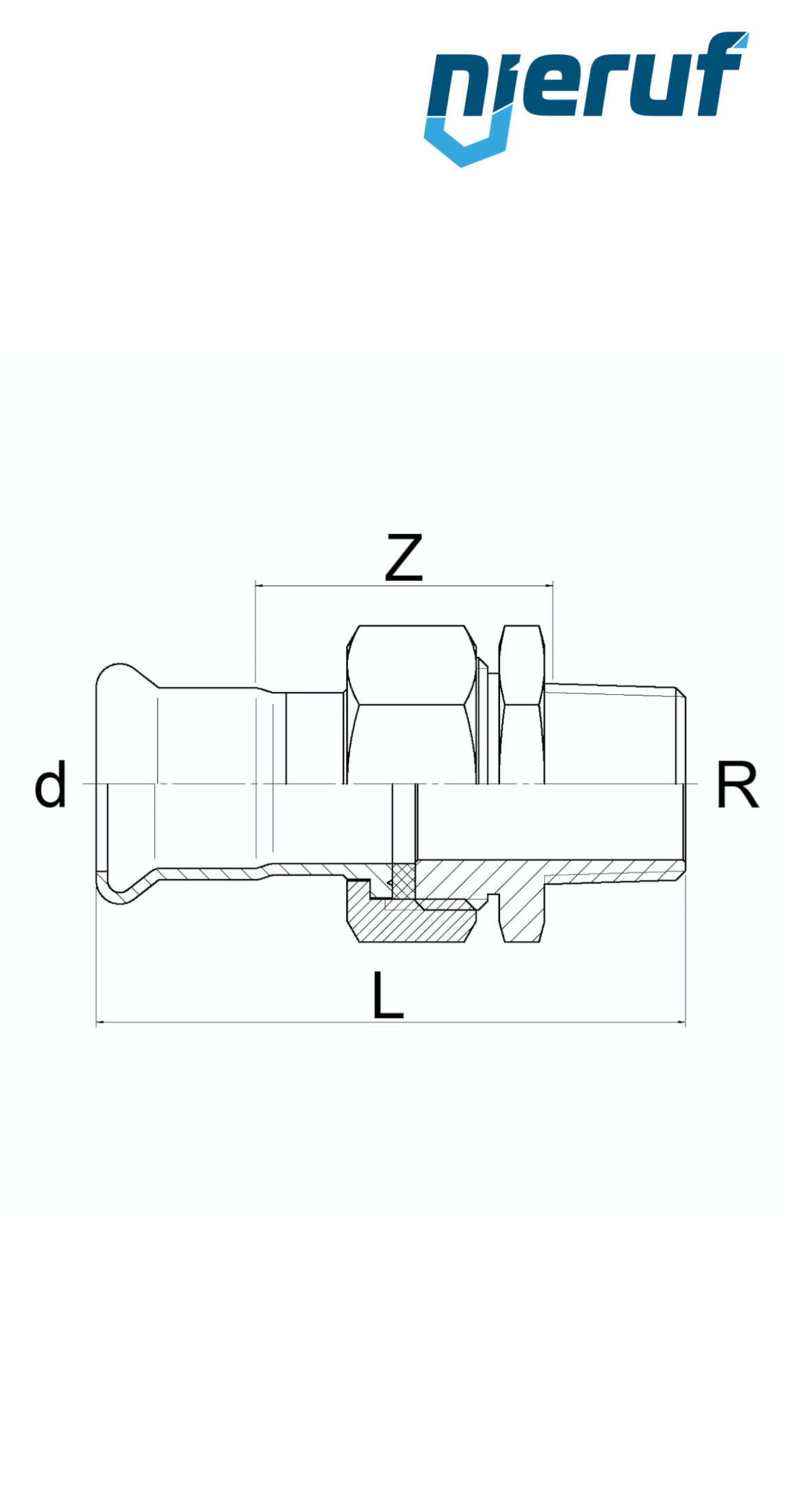 Raccordi dritti a pressare F DN20 - 22,0 mm filettatura esterna 3/4" pollice acciaio inox