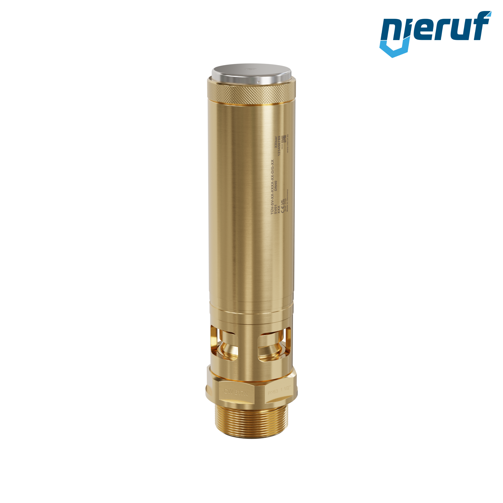 valvola di sicurezza 1 1/2" M SV01 aria compressa PTFE ottone