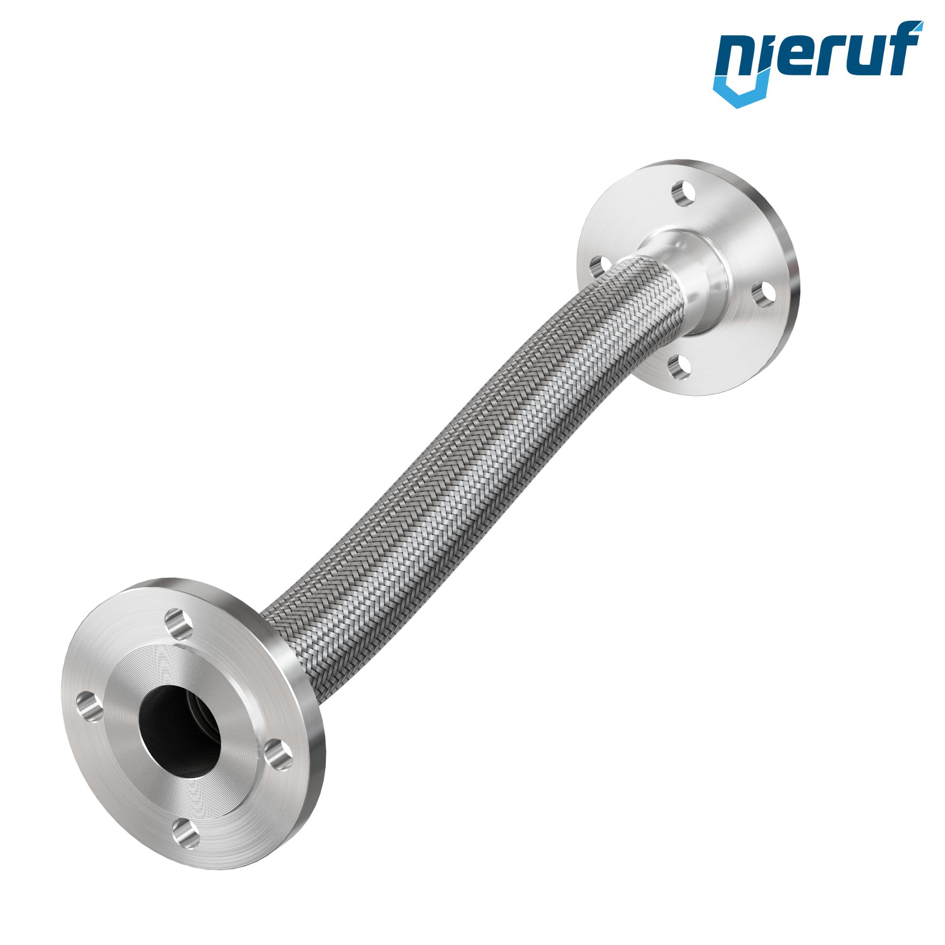 Tubo corrugato in acciaio inossidabile ES01 DN50 - 2" pollici con treccia singola e flangia fissa Lunghezza 1000 mm