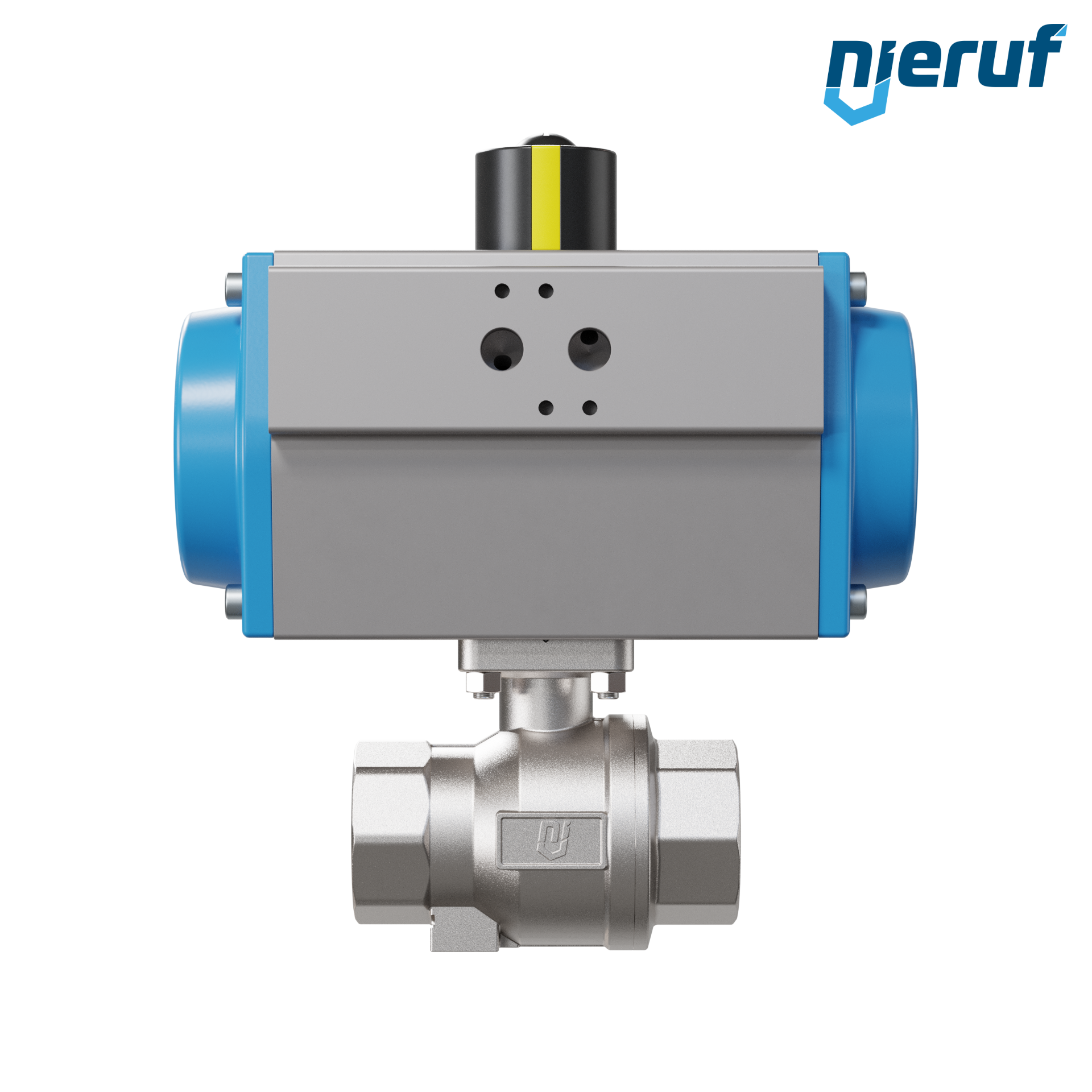 valvola a sfera con attuatore pneumatico DN32 - 1 1/4" pollici acciaio inossidabile azionamento rotativo a effetto semplice apertura a molla PK02 DVGW W