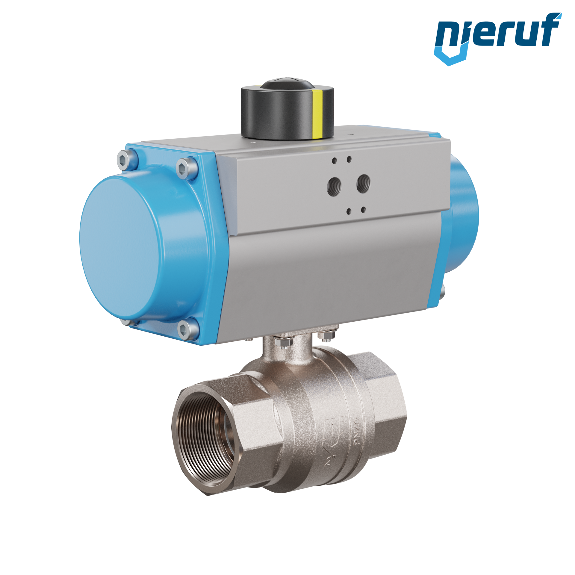 valvola a sfera automatica con manicotto DN50 - 2" pollici azionamento rotativo pneumatico a effetto semplice apertura a molla PK01