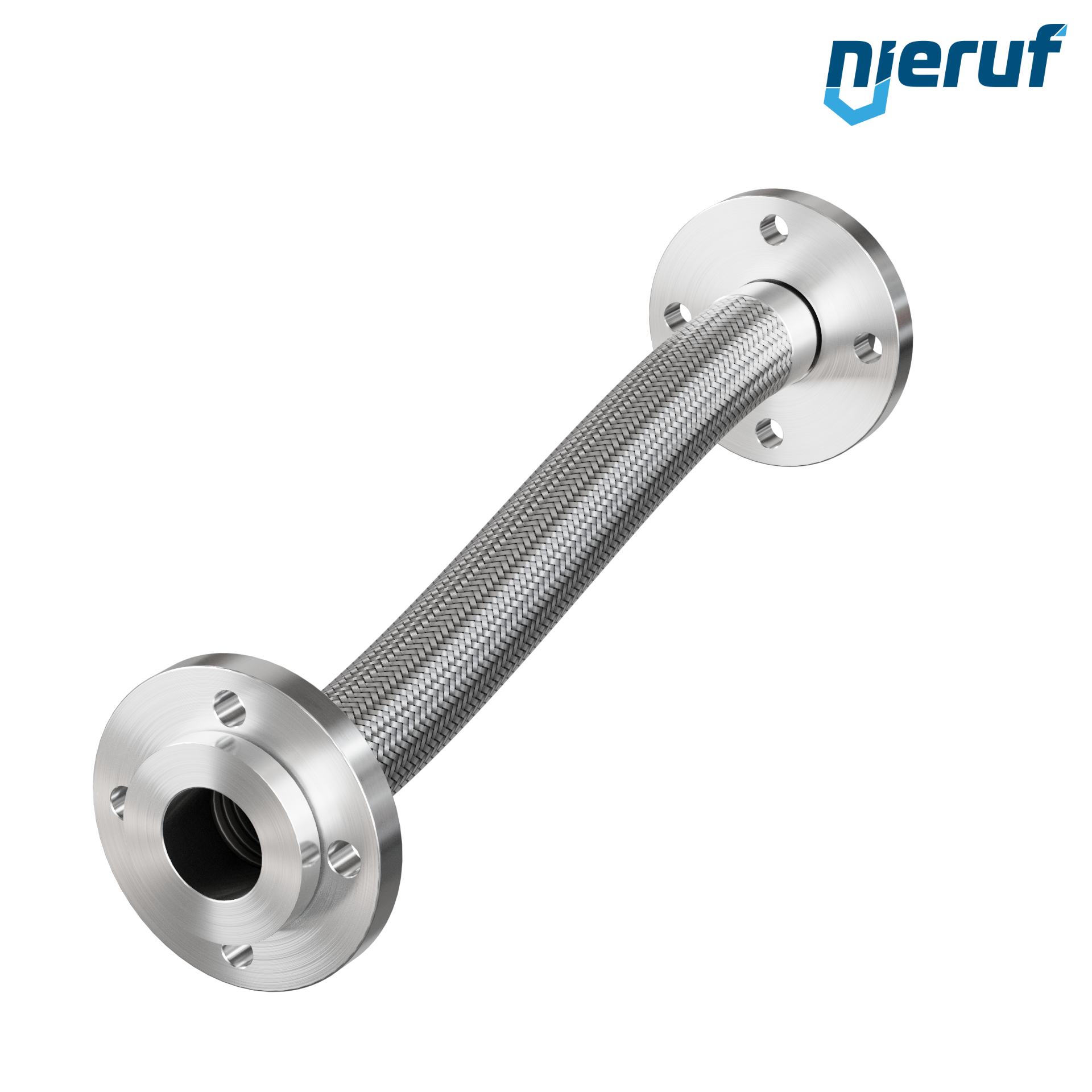 Tubo corrugato in acciaio inossidabile ES01 DN50 - 2" pollici con treccia singola e flangia girevole Lunghezza 1000 mm