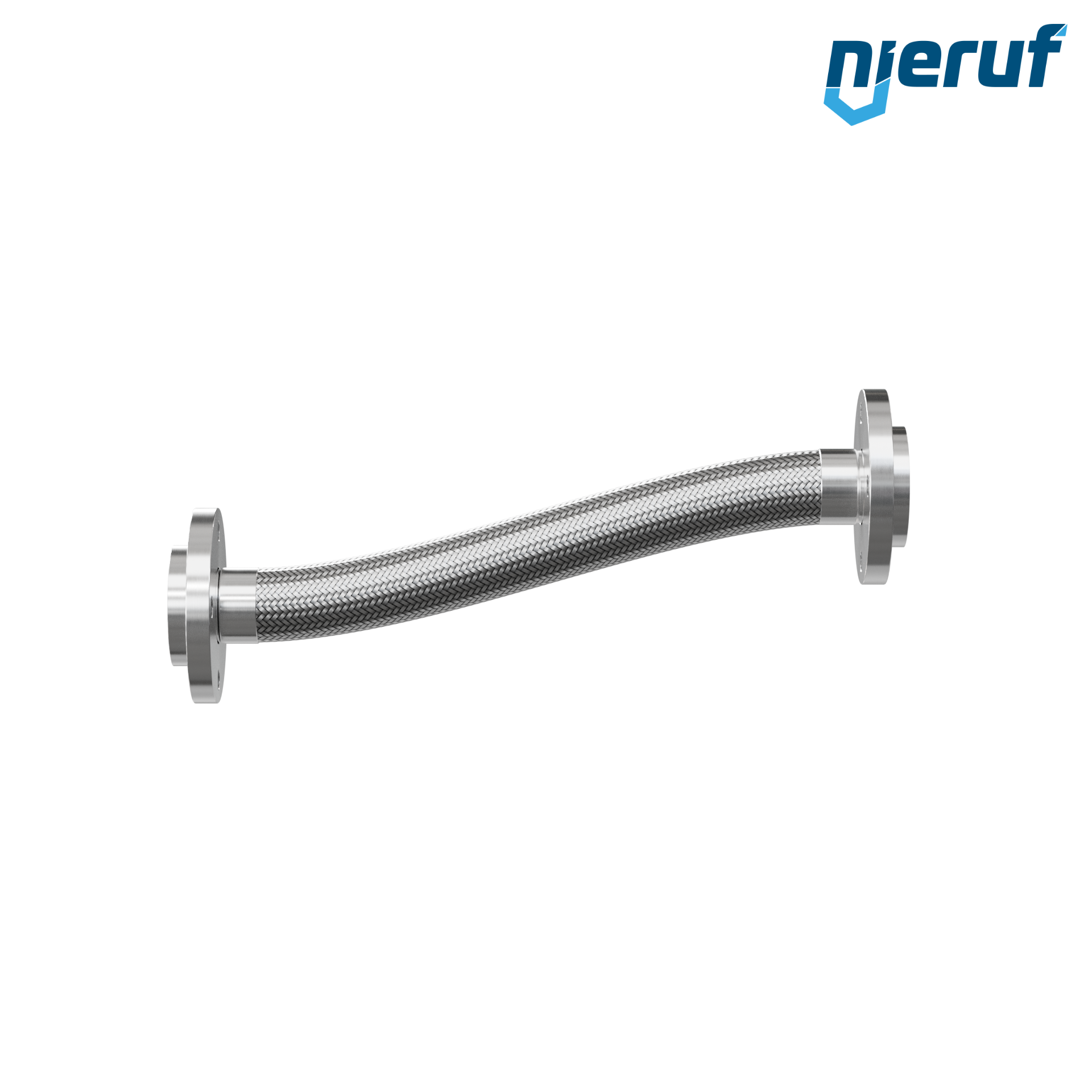 Tubo corrugato in acciaio inossidabile ES01 DN50 - 2" pollici con treccia doppia e flangia girevole Lunghezza 1000 mm