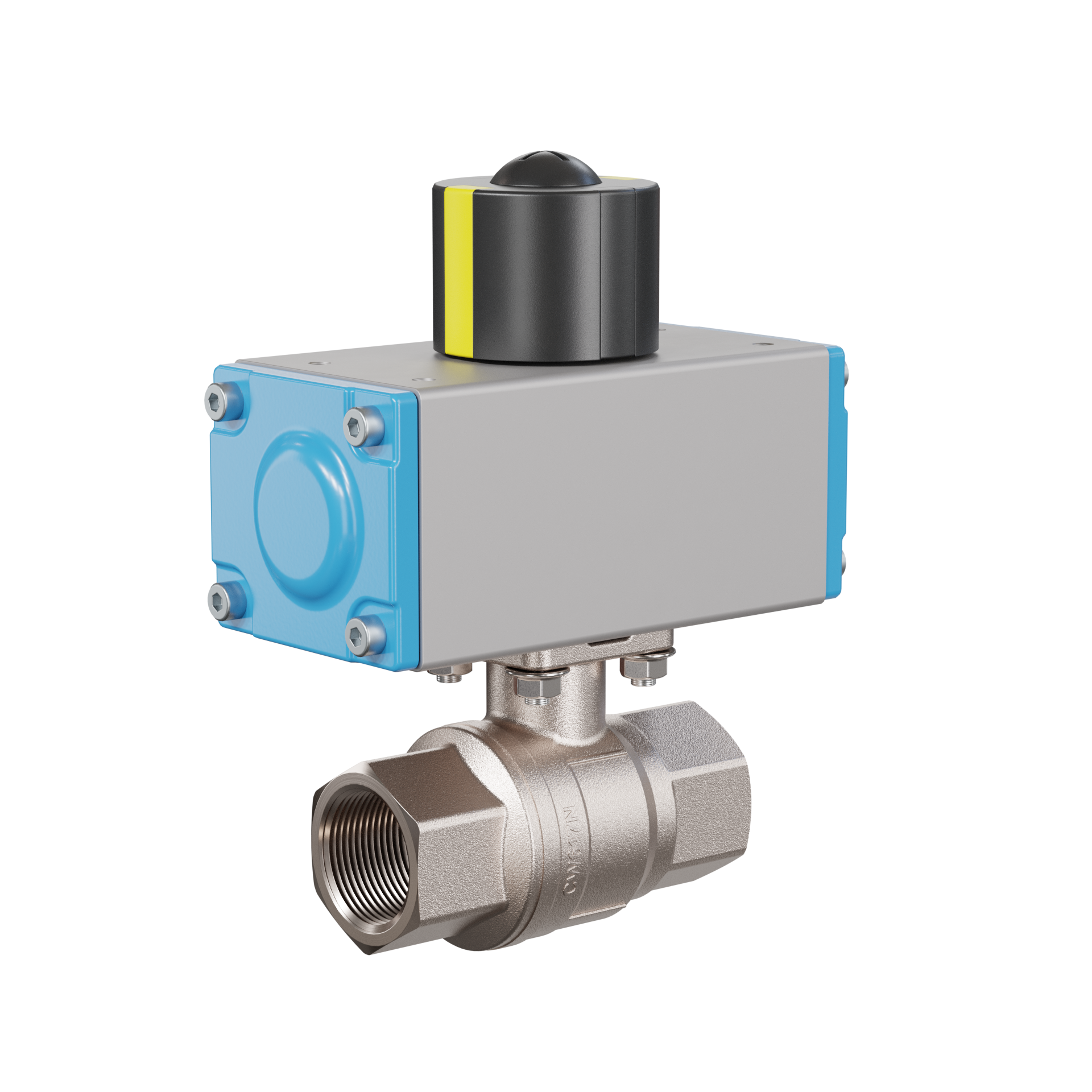 valvola a sfera automatica con manicotto DN20 - 3/4" pollici azionamento rotativo pneumatico a doppio effetto PK01