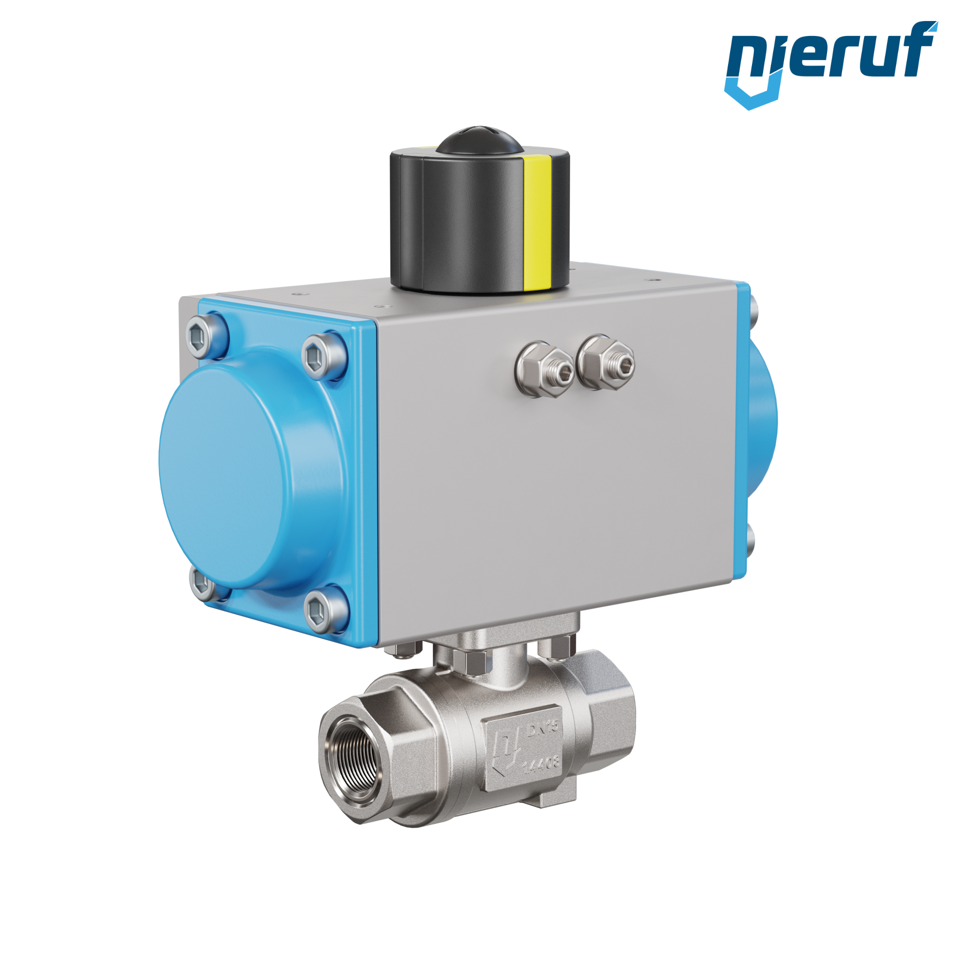 valvola a sfera pneumatica DN10 - 3/8" pollici azionamento rotativo a effetto semplice apertura a molla PK02