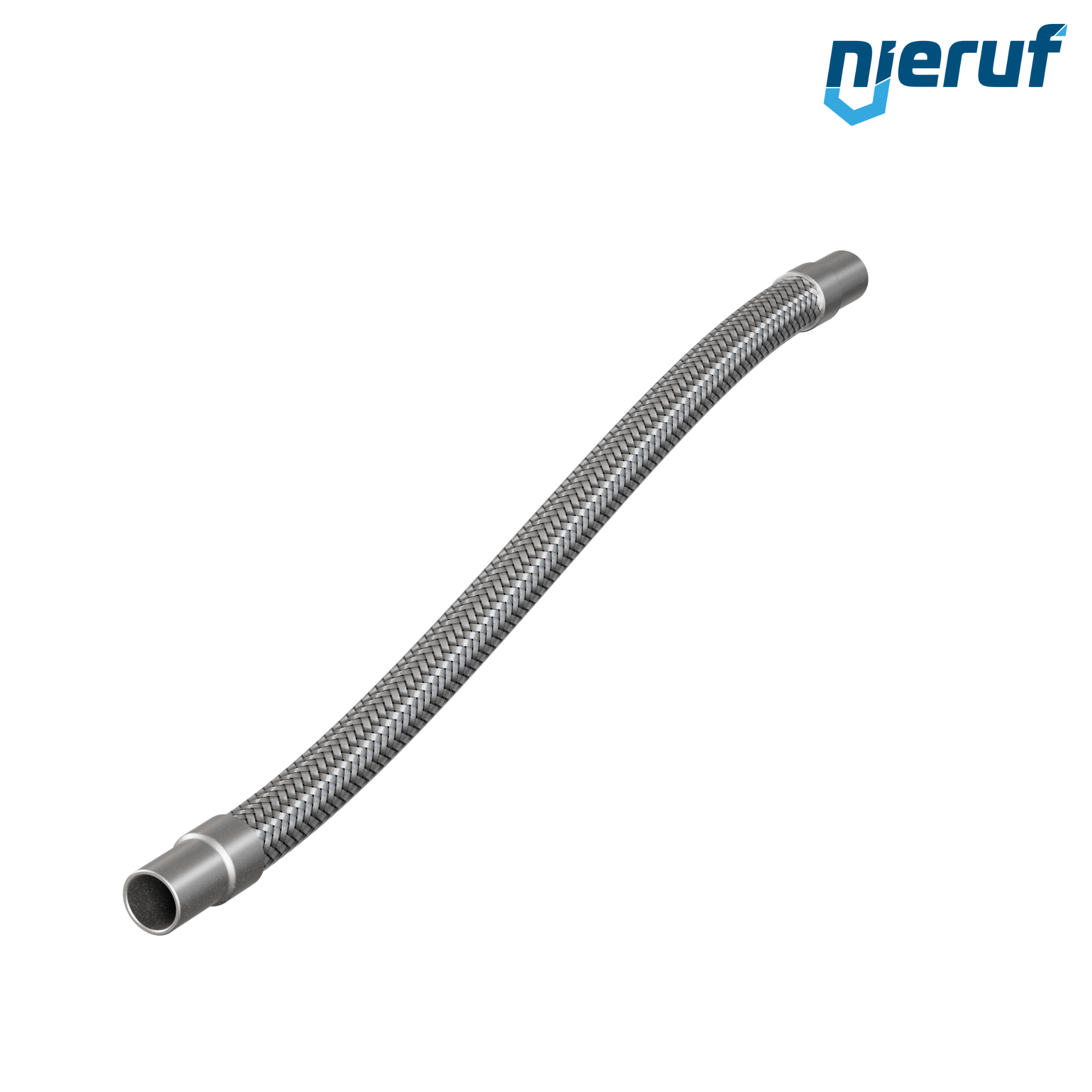 Tubo corrugato in acciaio inossidabile ES01 DN20 - 26.9 mm con treccia singola e estremità a saldare Lunghezza 500 mm
