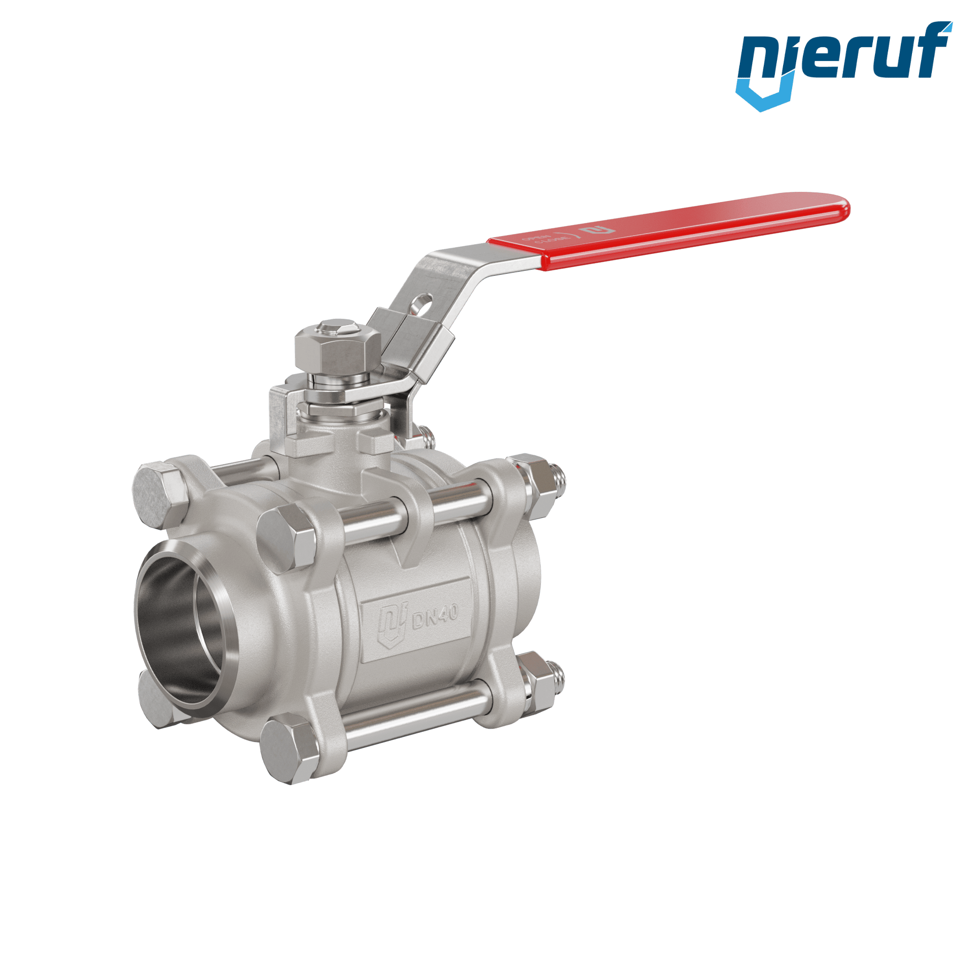 Valvola a sfera in acciaio inossidabile a 3 pezzi DN40 - 1 1/2" pollici con estremità a saldare