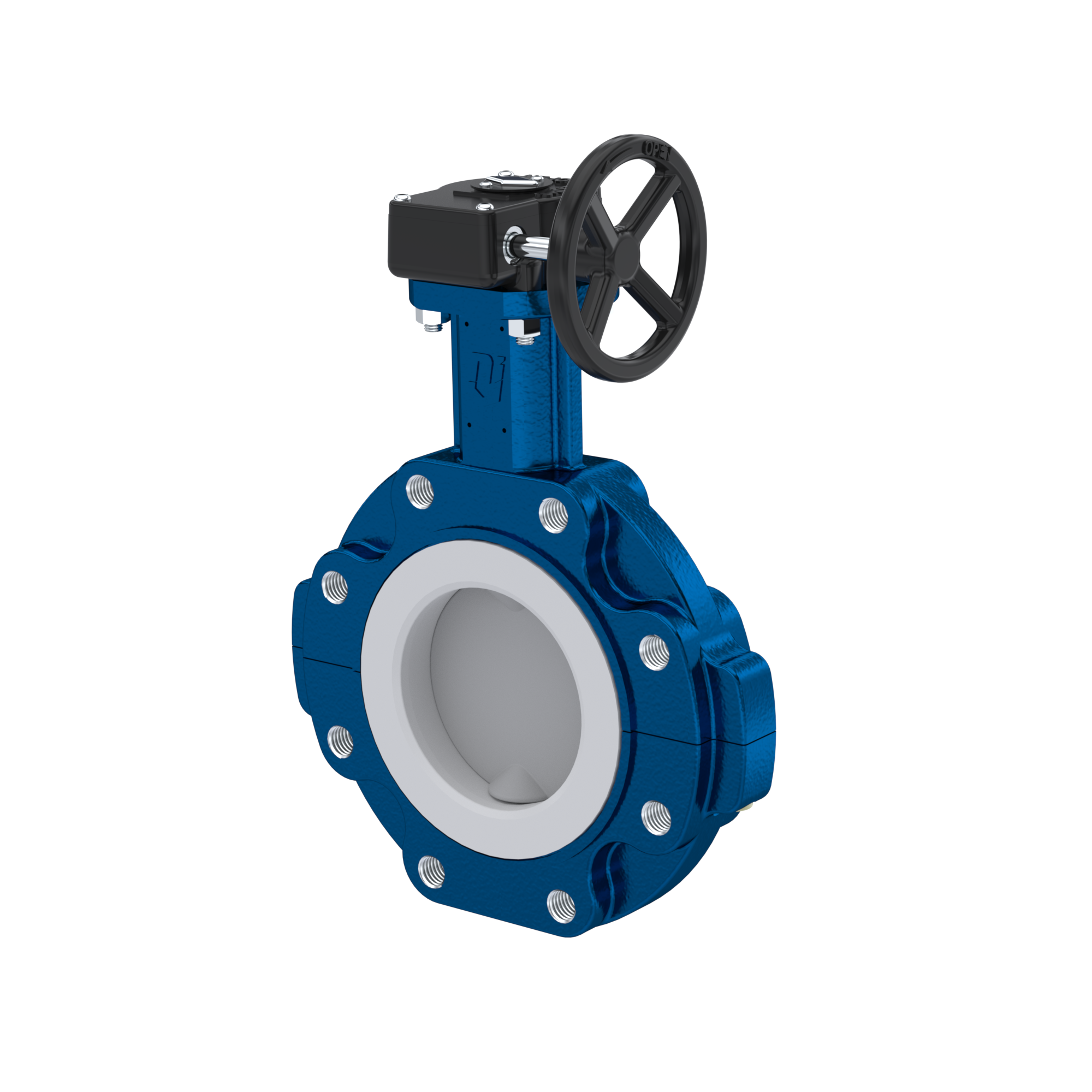 valvola a farfalla PFA PTFE AK10 DN200 ANSI150 volantino manuale inserto in FKM
