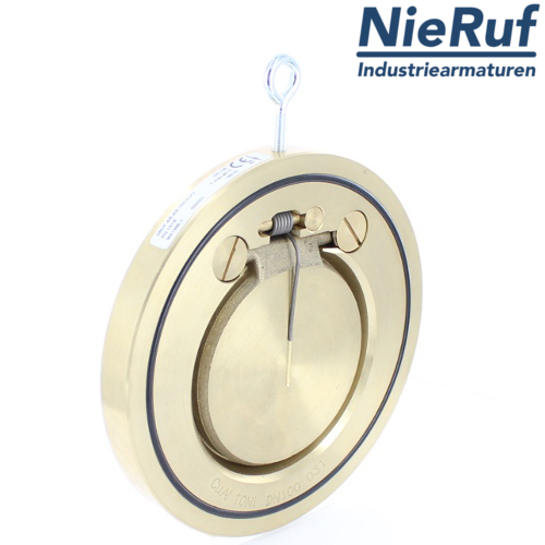 valvola di ritegno a clapet tipo wafer con molla DN32 ZR10 alluminio-bronzo 2.0975 / C958 NBR