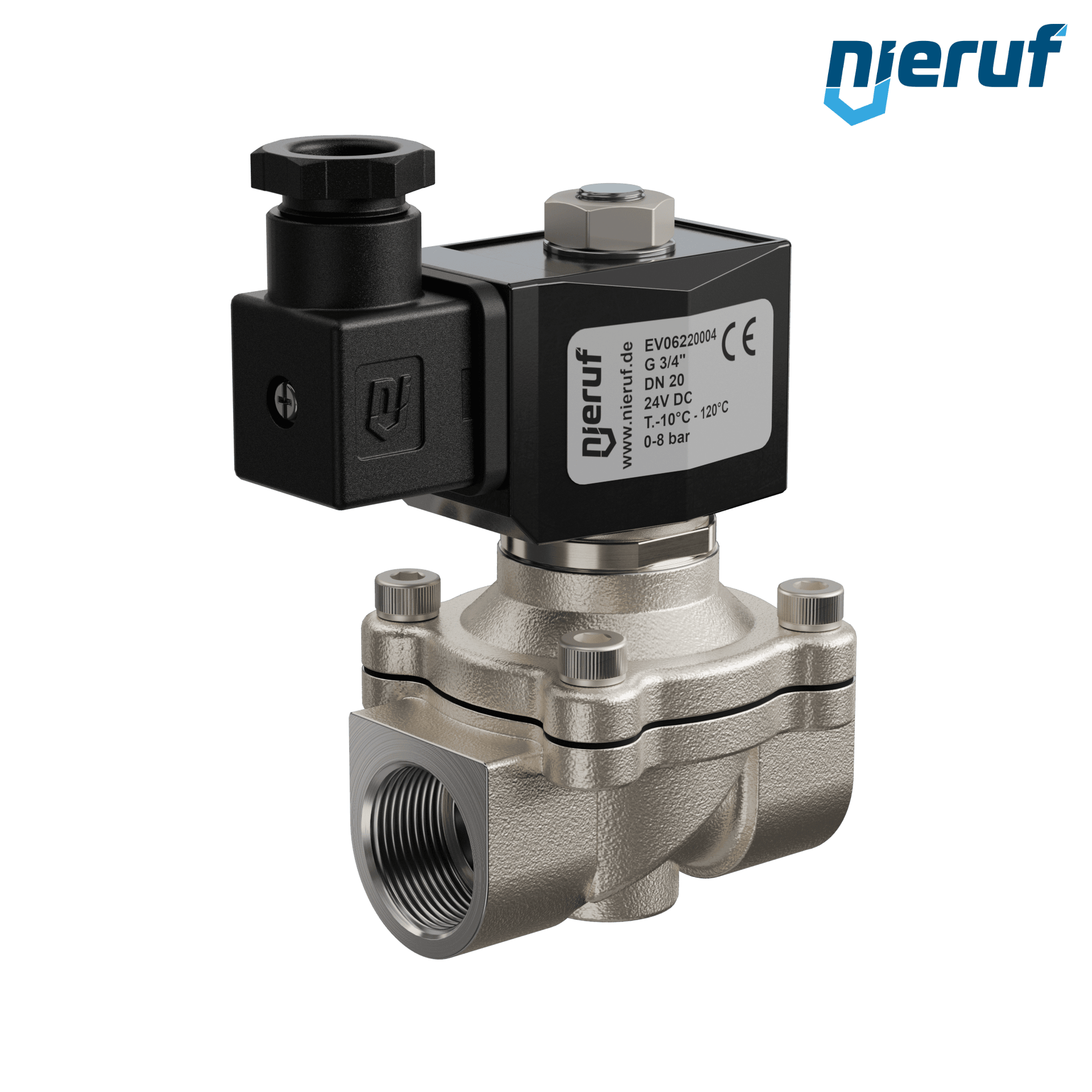 elettrovalvola G 3/4" pollici acciaio inossidabile EV06 FKM 24V DC
