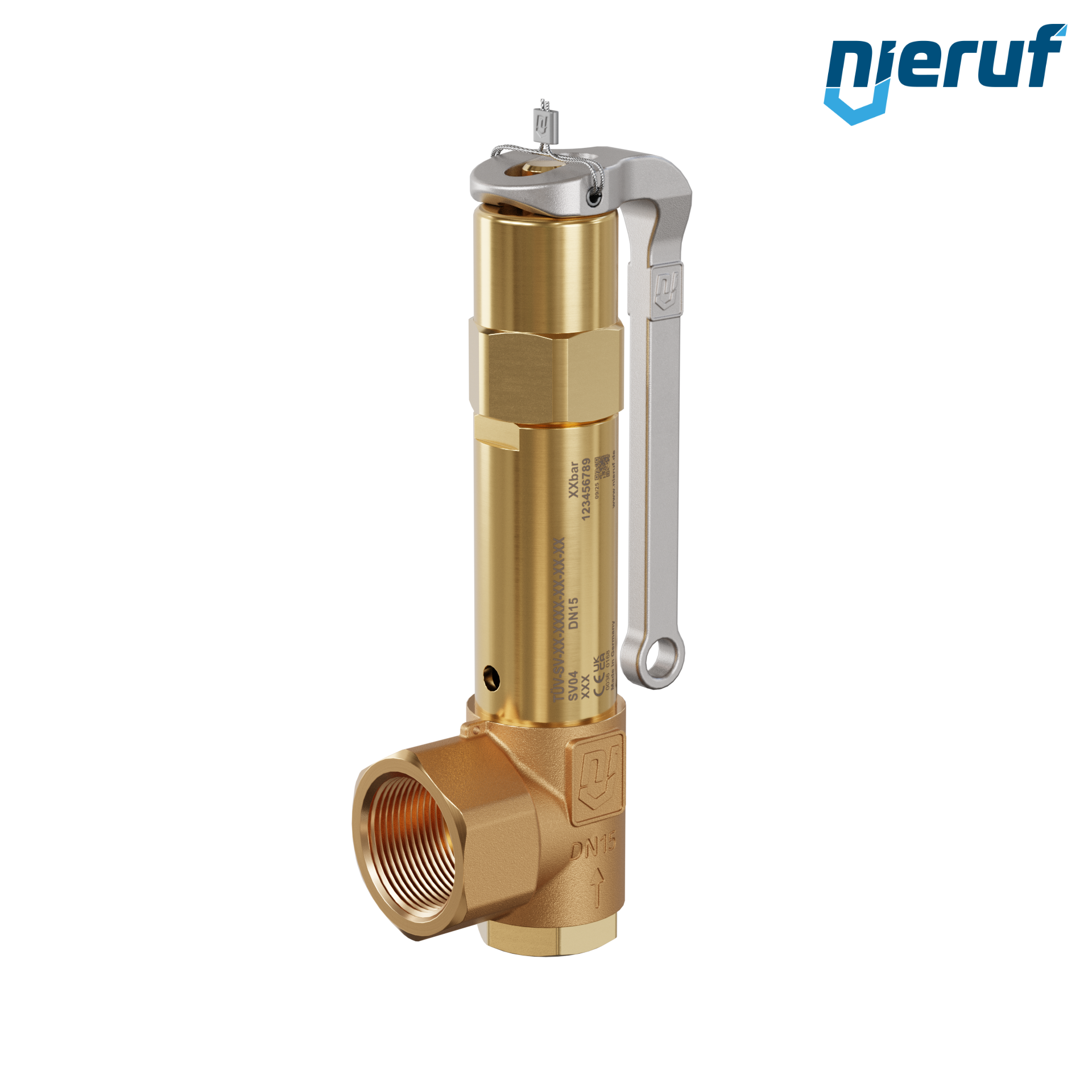 valvola di sicurezza 1/2" x 1" F SV04 fluidi liquidi, ottone rosso NBR, con leva