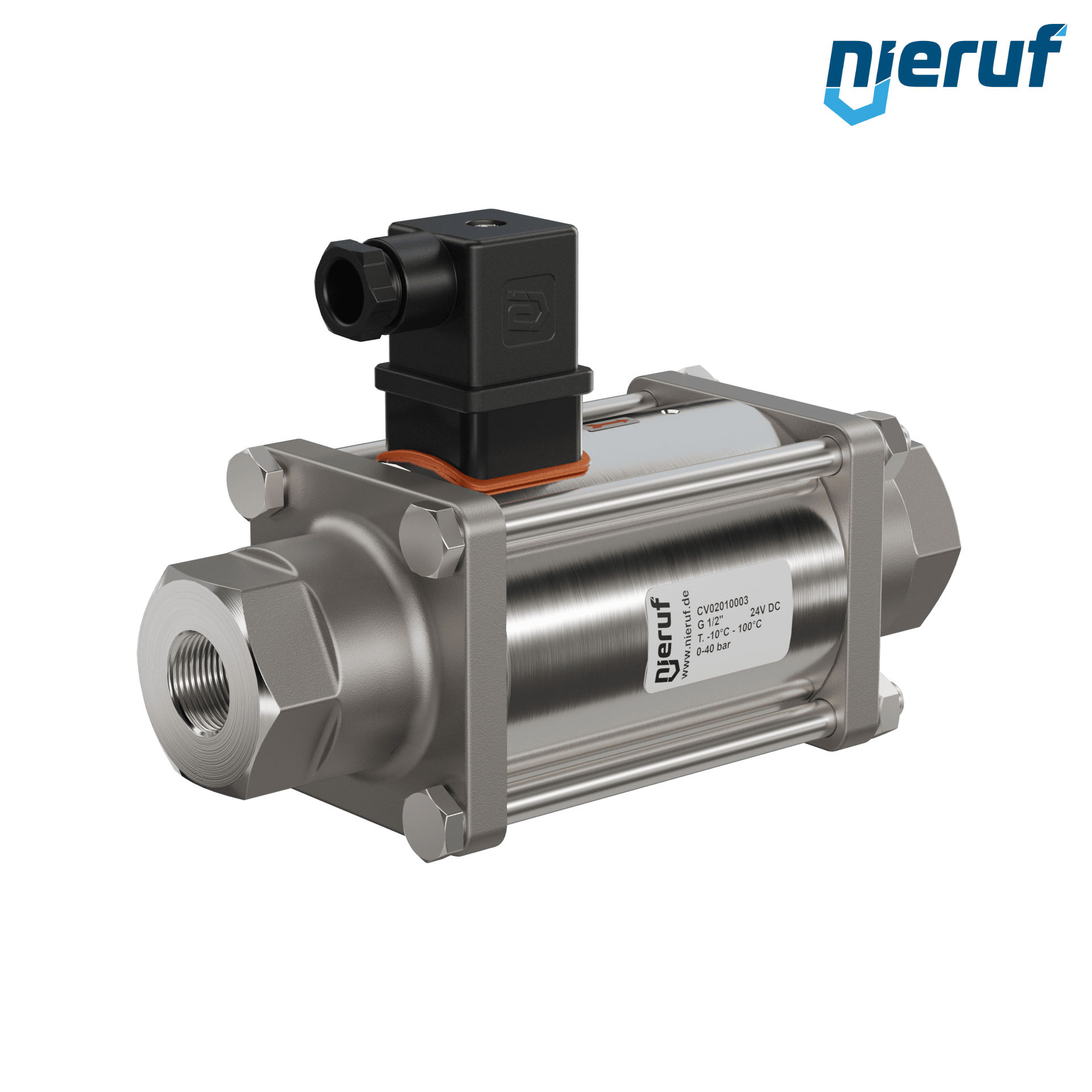 valvola coassiale 1/2" pollici filettatura interna - DN15 acciaio inossidabile 24V DC NC