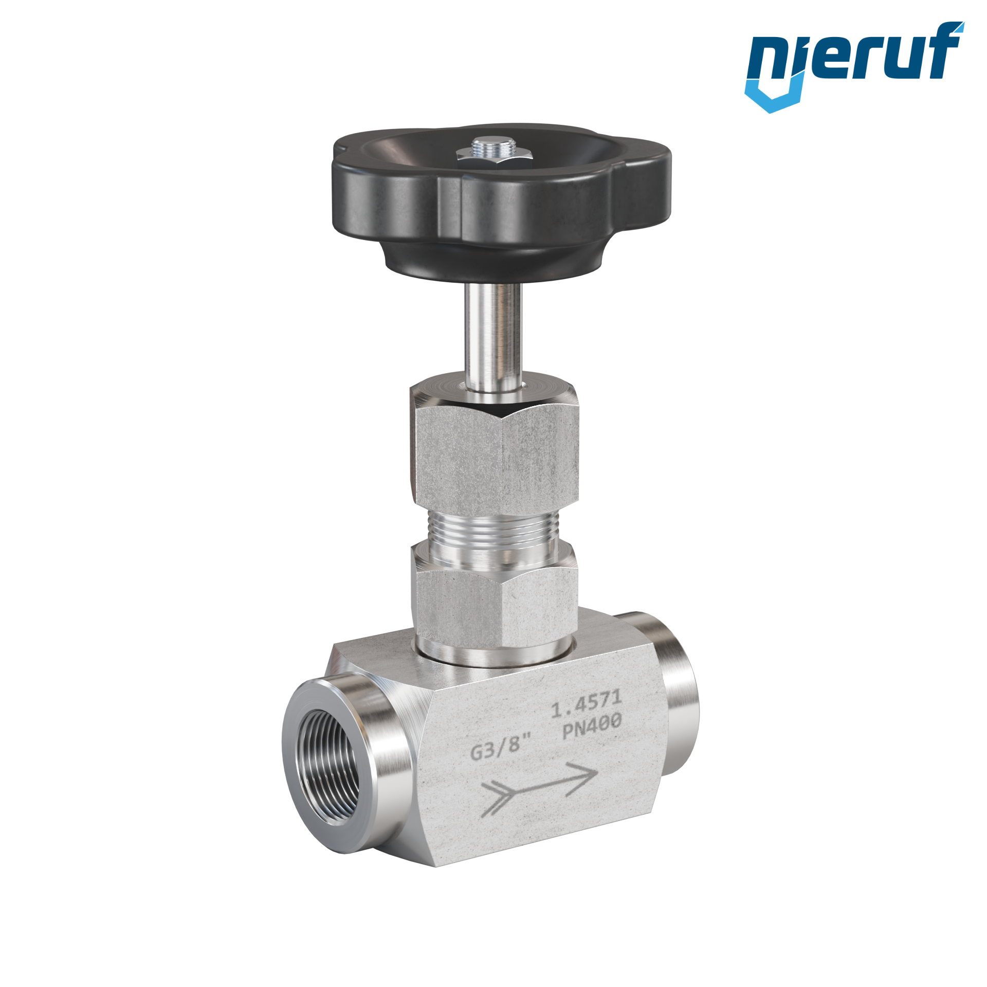 valvola a spillo (per alta pressione) 3/8" pollici NV01 acciaio inossidabile 1.4571