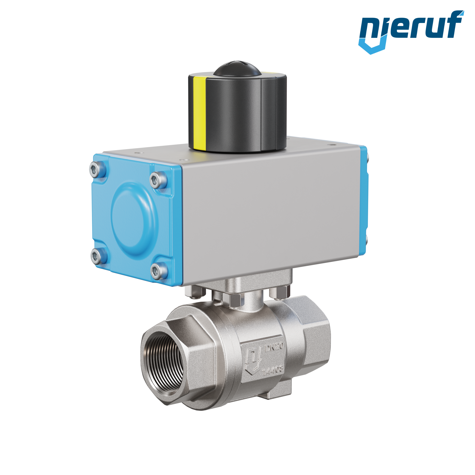 valvola a sfera pneumatica DN20 - 3/4" pollici azionamento rotativo a doppio effetto PK02
